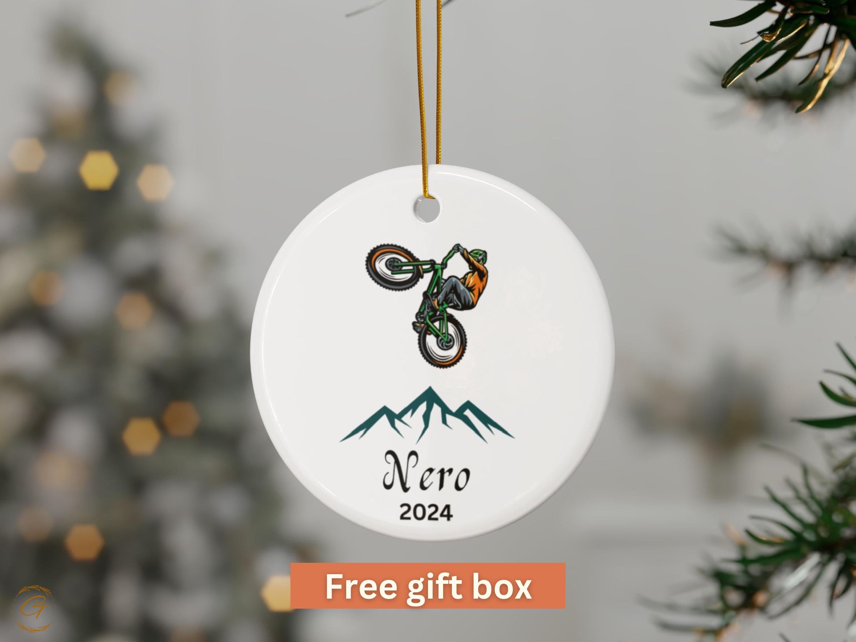 Personalized Mountain Bike Holiday Ornament, Custom 2024 Ornament, Sports Enthusiast Gifts, Unique Holiday Tree, Adventure Lovers Ideal Gift