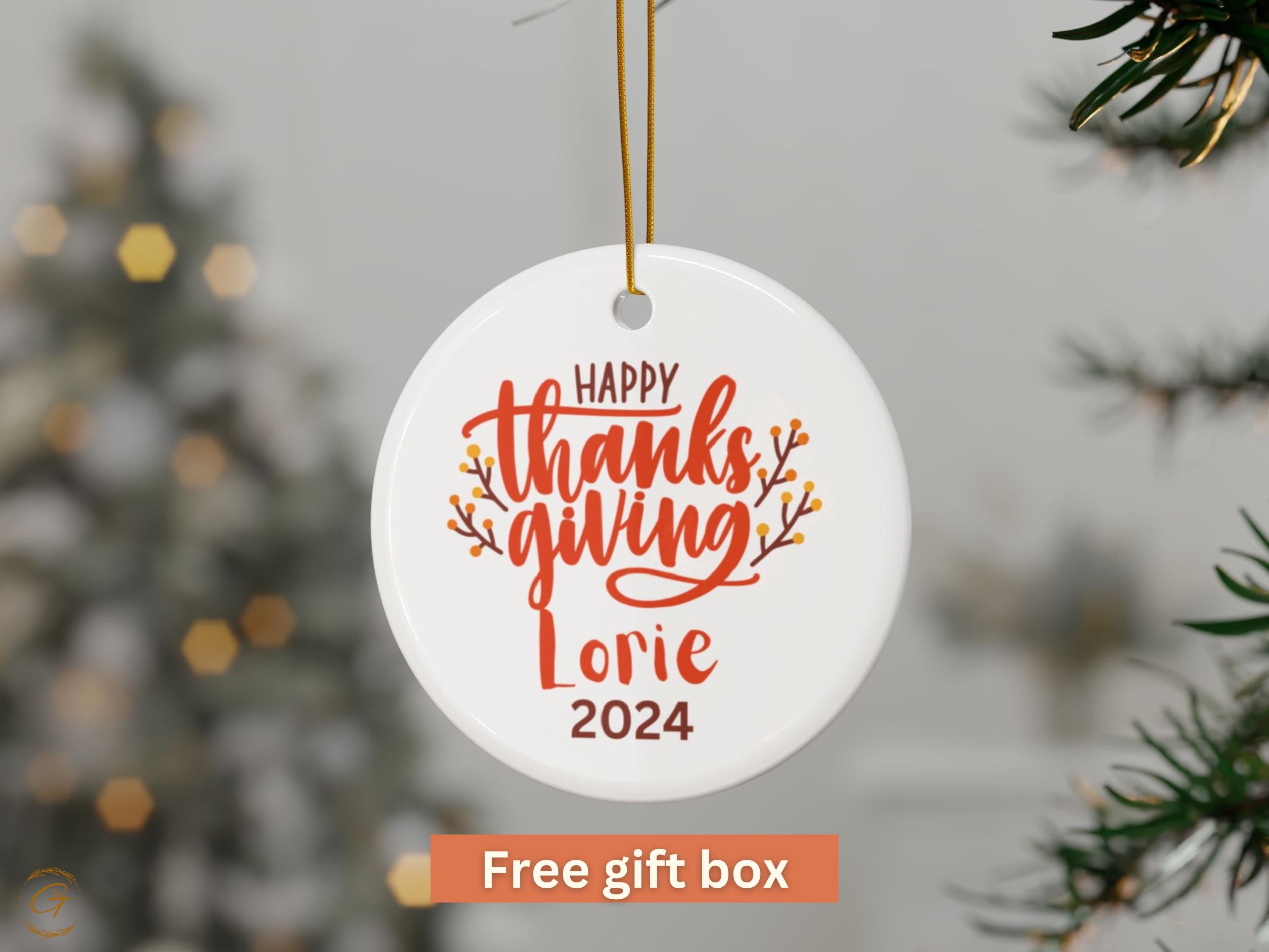 Personalized Thanksgiving Ornament, 2024 Festive Decoration Gift, Holiday Keepsake with Custom Name, Holiday Season Customized Keepsake Gift