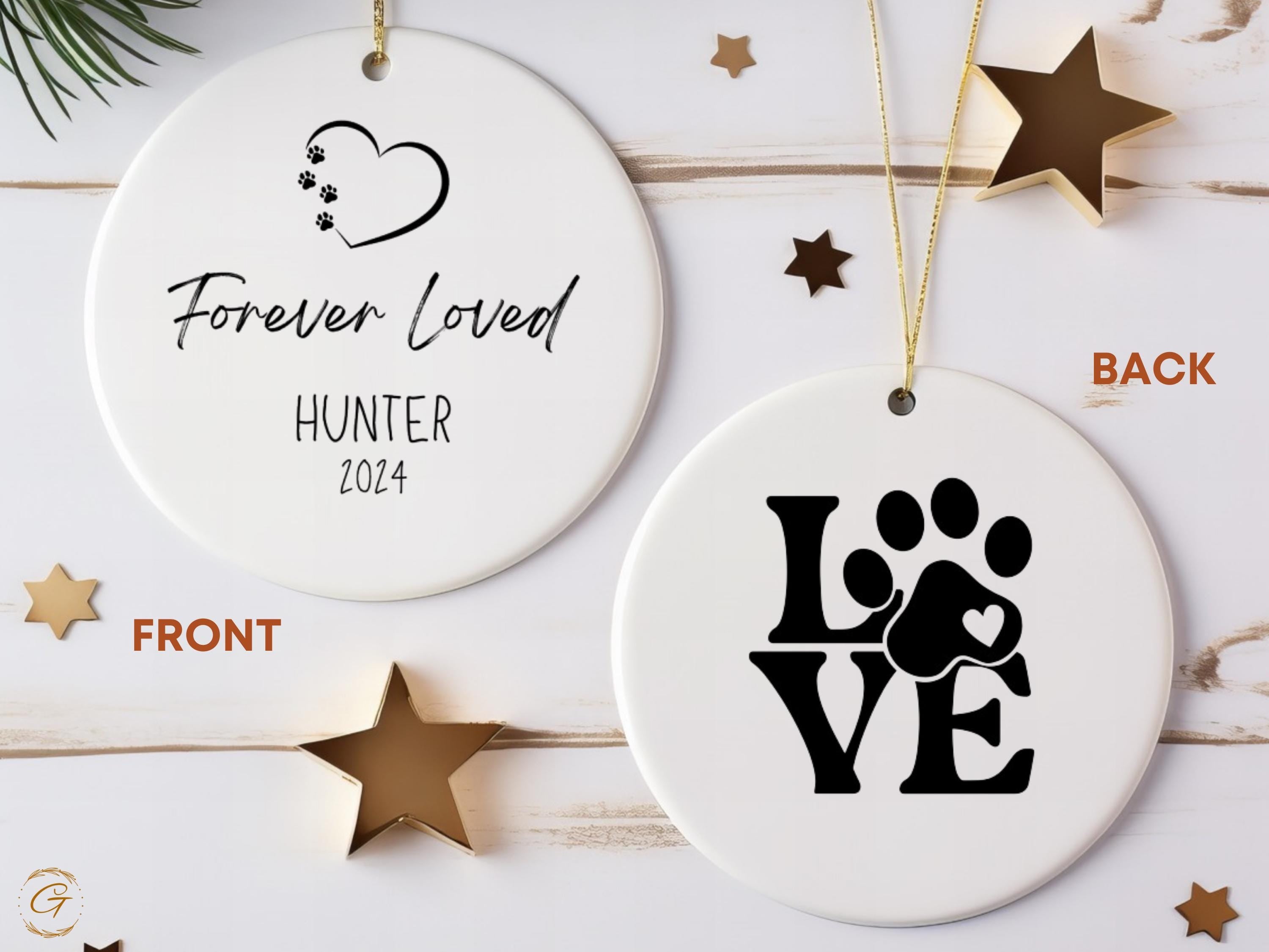 Personalized Forever Loved 2024 Pet Memorial Ornament, Heart Shaped Paw Print Keepsake, Loss of Pet Sympathy Gift, Personalized Pet Ornament