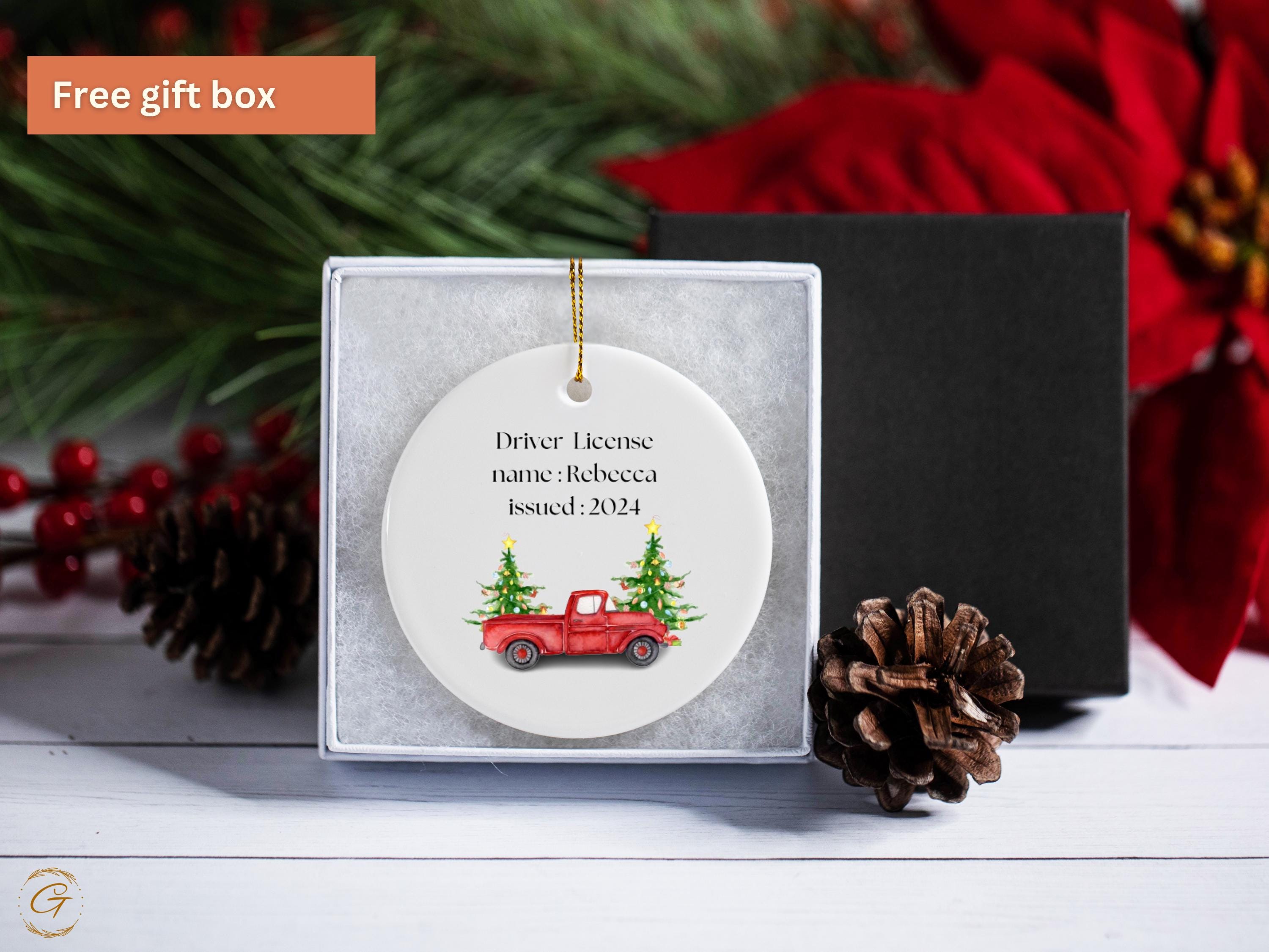 Personalized Christmas Drivers License Ornament, New Driver Gift Holiday Keepsake, Custom Name and Year Décor Christmas Gift for New Drivers