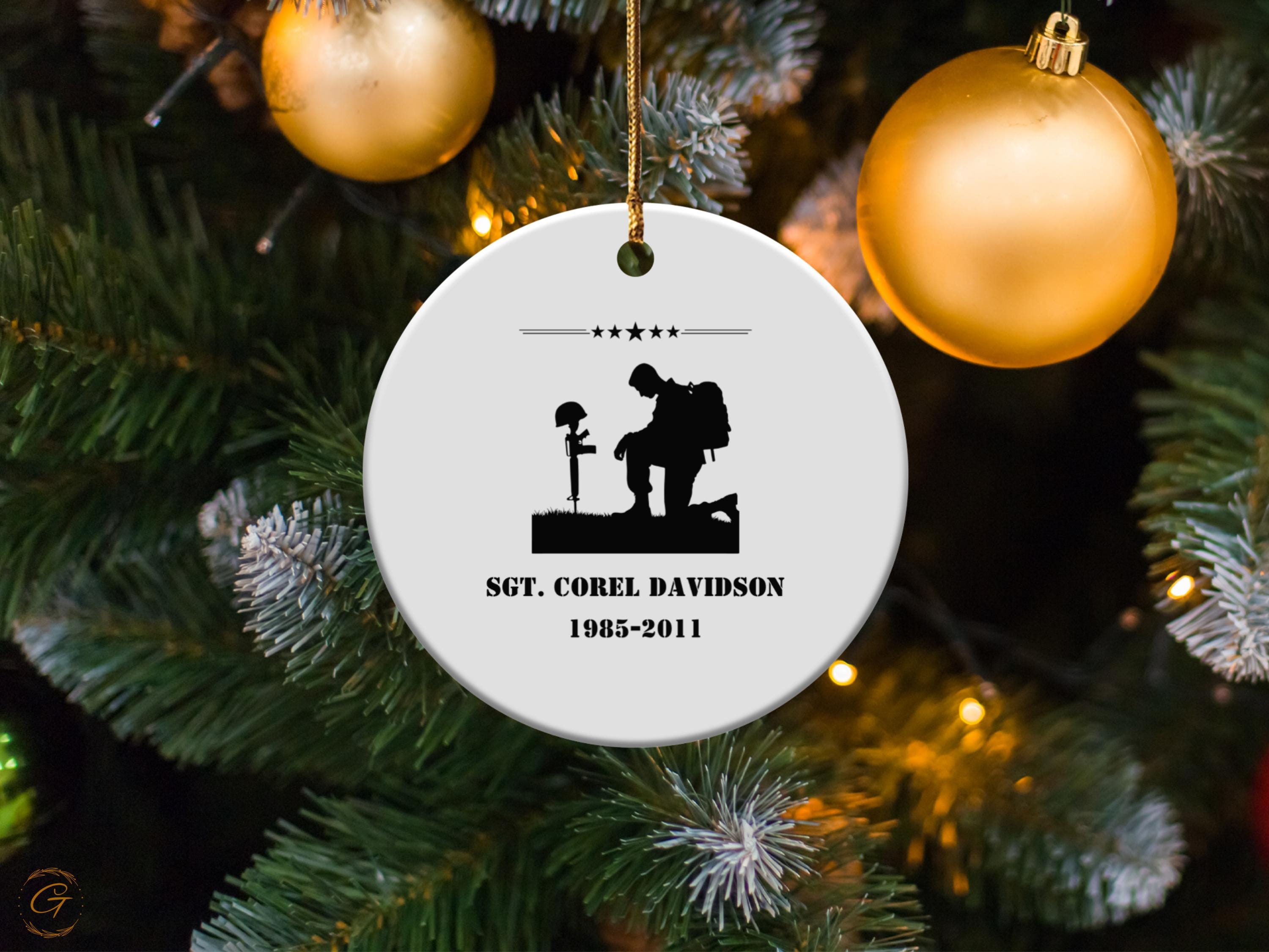 Personalize Memorial Hero Ornament, Soldier Tribute Keepsake, Personalize Fallen Hero Decoration, Military Remembrance Gift, Custom Memorial