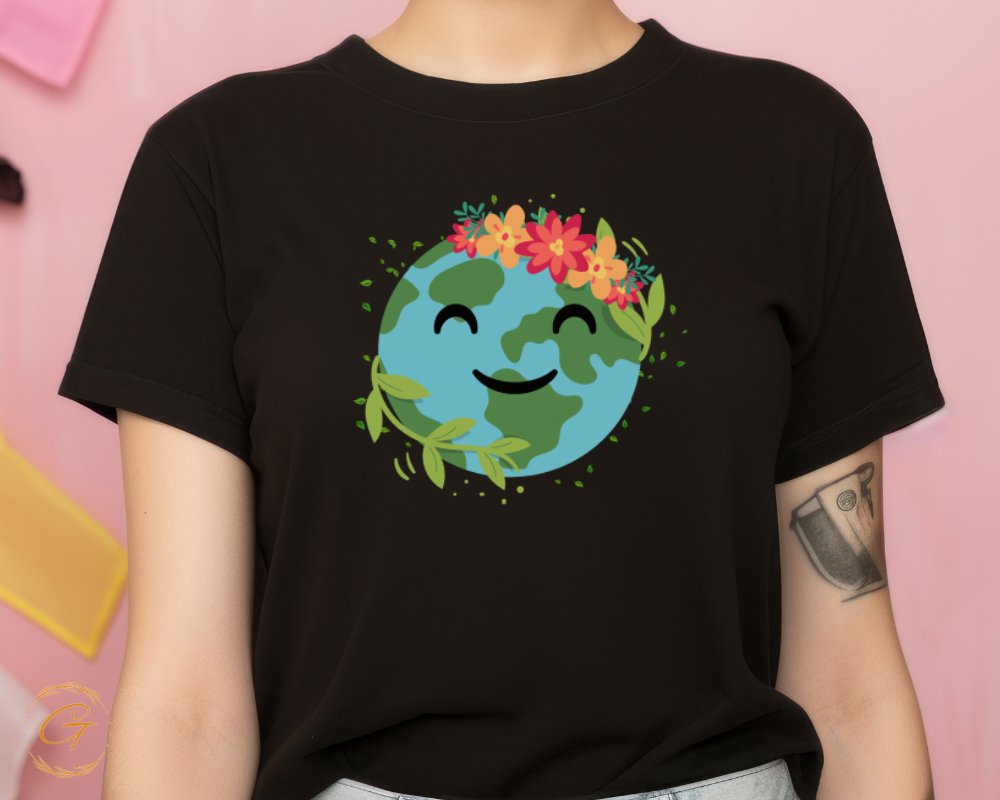 Happy Earth Floral Design T-Shirt product type