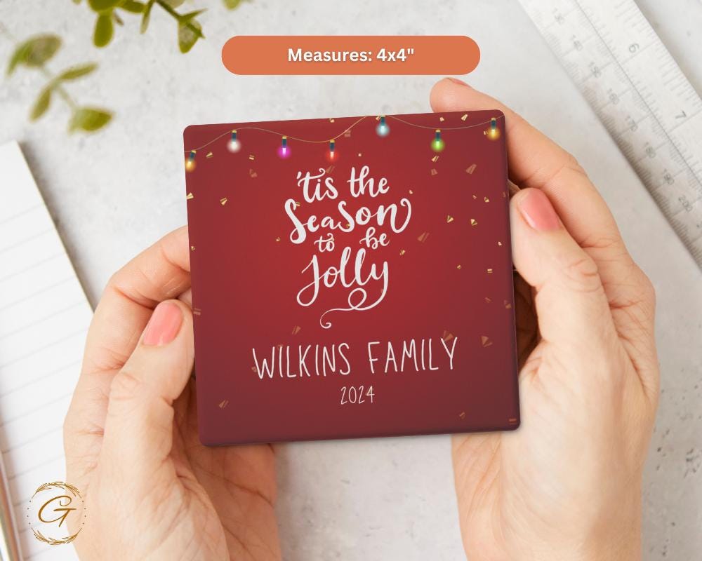 Personalized Christmas Soapstone Coaster with Custom Name Design, Holiday Drink Holder with Cork Backing, Perfect Gift for Family & Friends