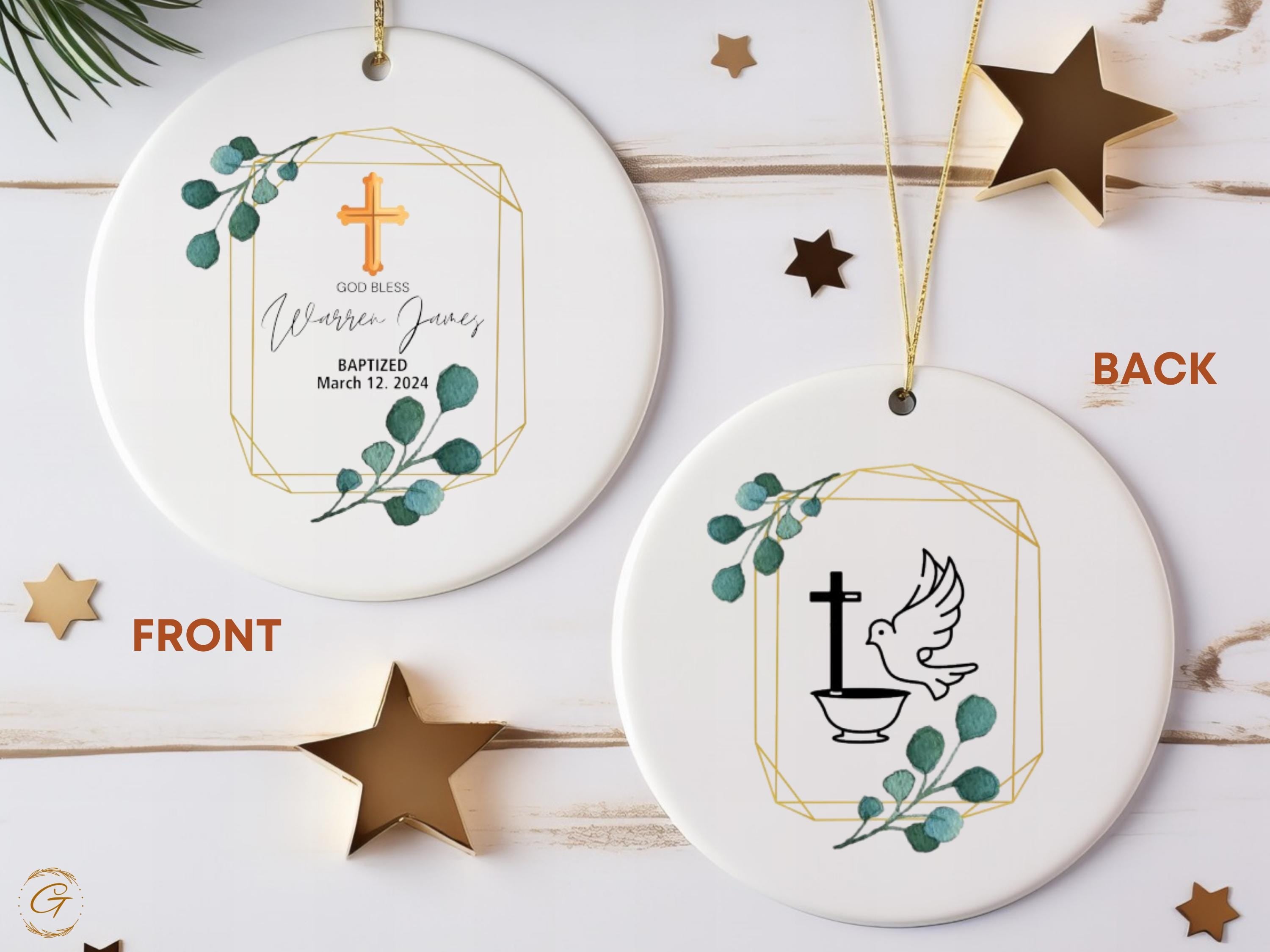 Personalized Baptism Ornament, Custom Baptism Gift, Religious Keepsake, Baby's First Baptism, Cross Decor, Unique Custom Baptism Gift Ideas