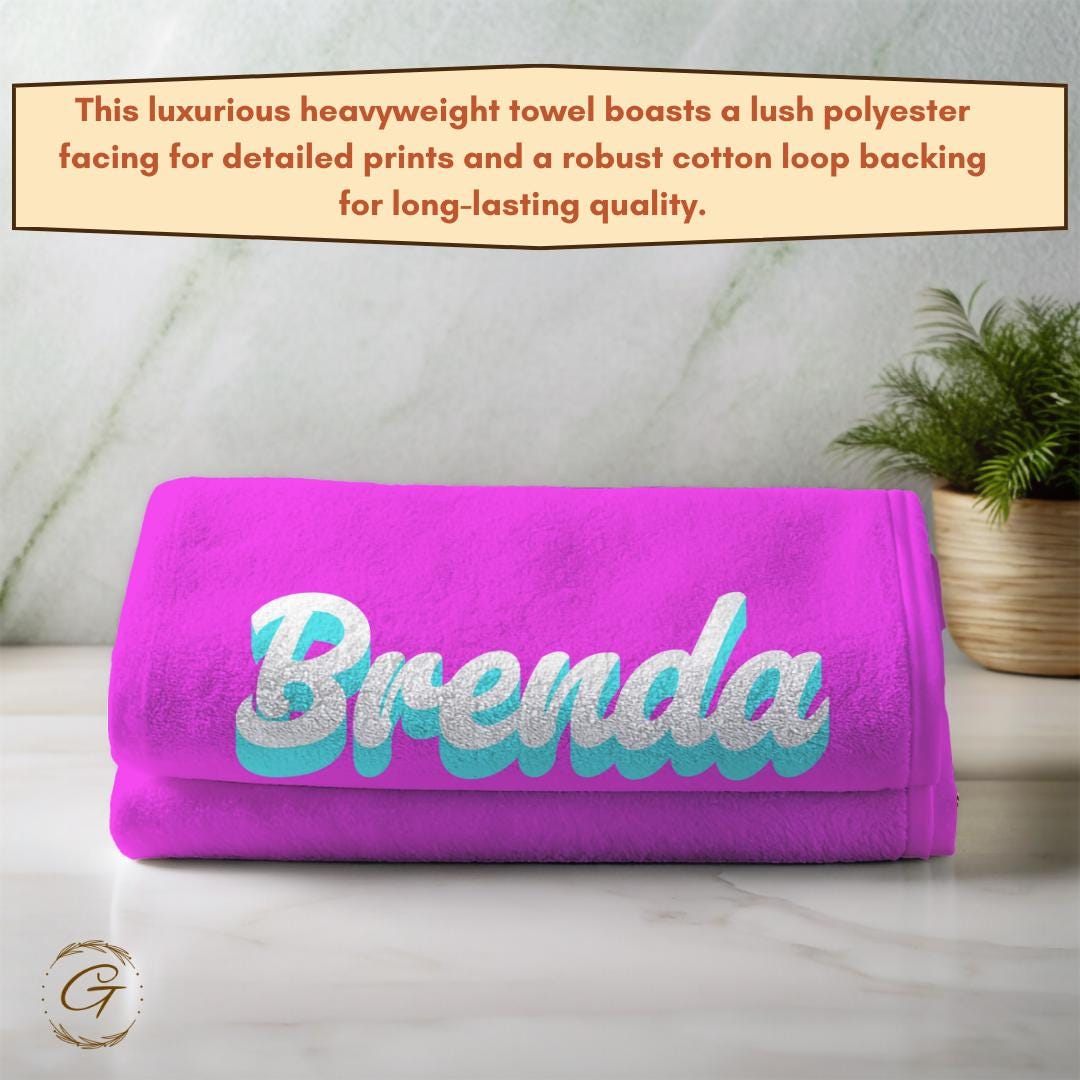 Summer Pink Beach Towel with Custom Name
