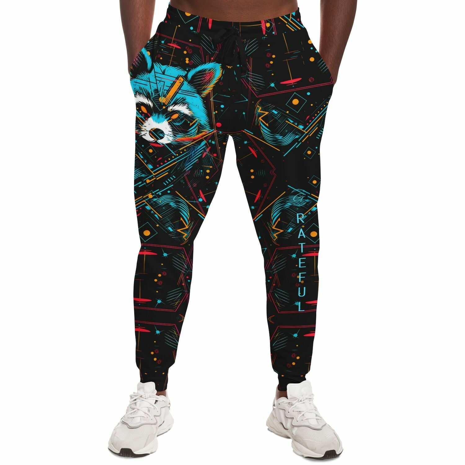 Cyberpunk Raccoon Joggers – Neon Techwear Sweatpants for Men & Women