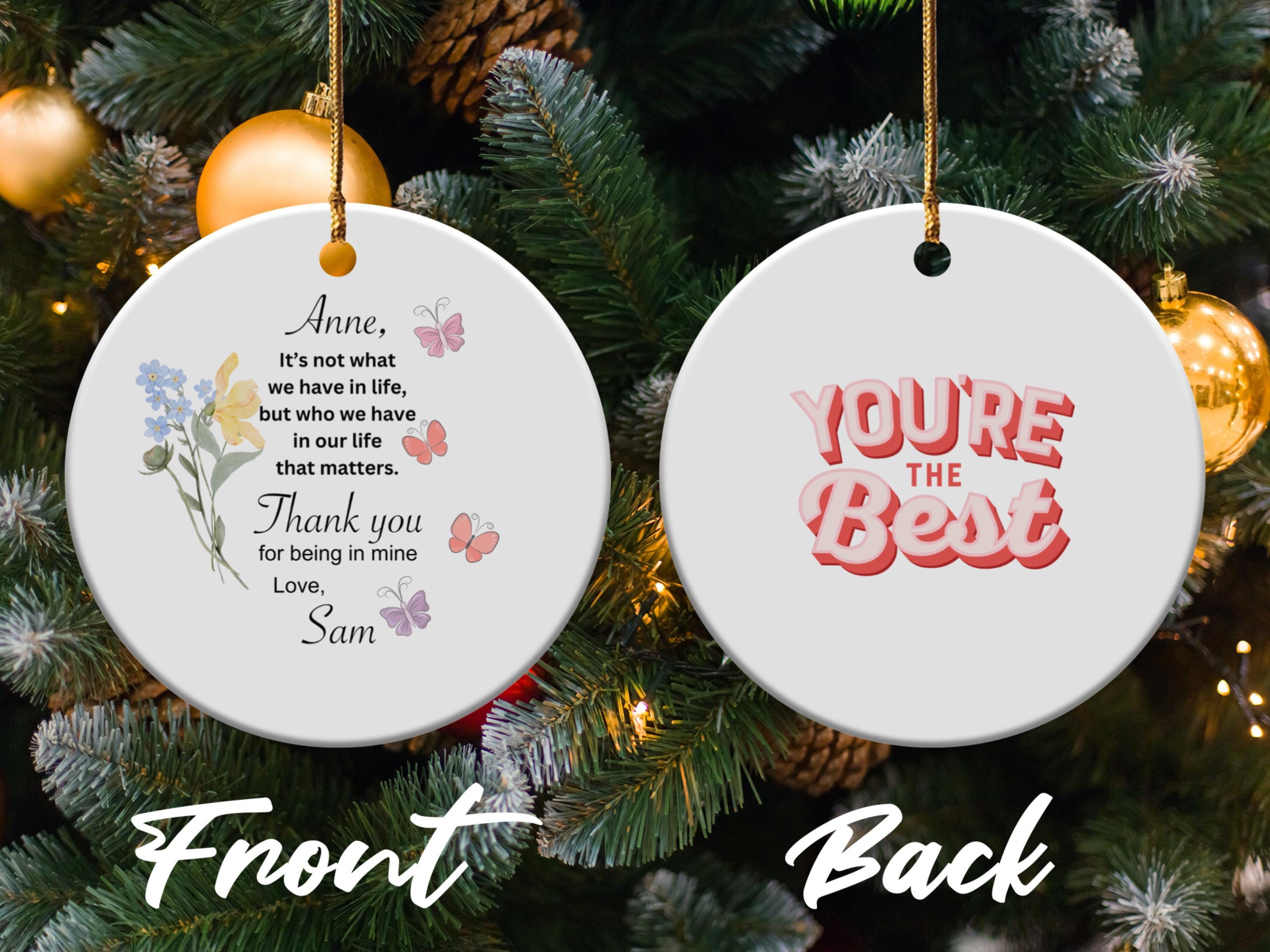Personalized Friend Keepsake Ornament Unique Gift for Loved Ones, Butterfly Flower Decoration, Meaningful Thank You Present Custom Name Gift