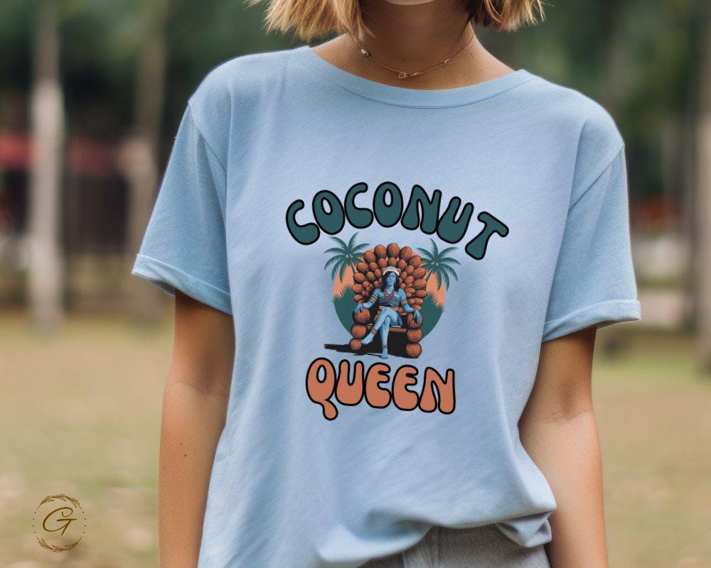 Coconut Queen T-Shirt, Tropical Graphic Tee, Island Vibes T-Shirt