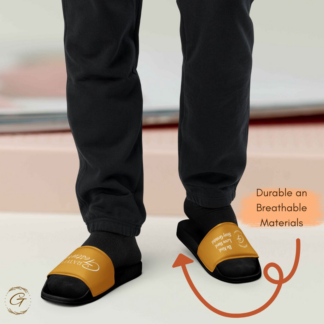 Grateful Gestures Slides, Be Kind Love Hard Stay Grateful Sandals