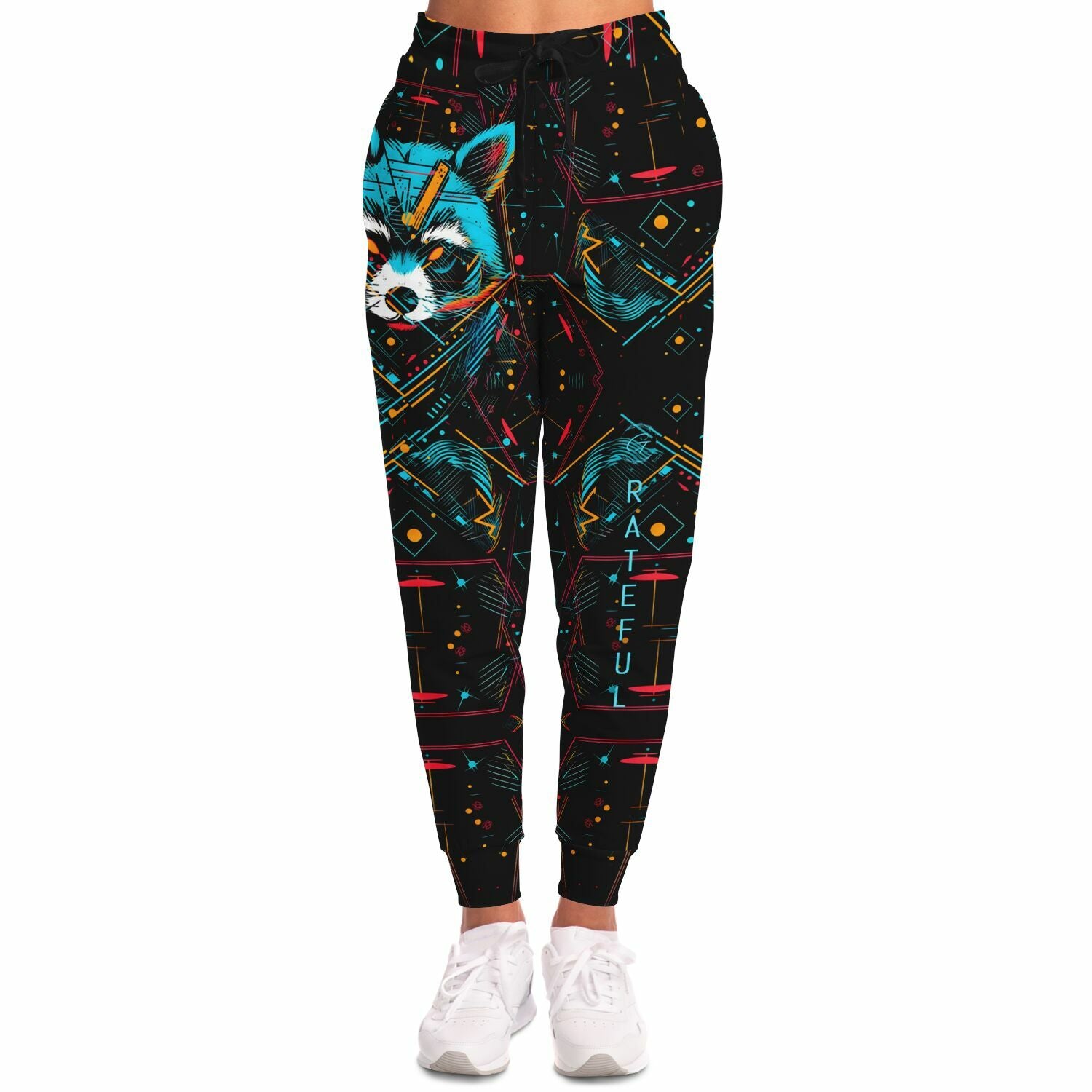 Cyberpunk Raccoon Joggers – Neon Techwear Sweatpants for Men & Women