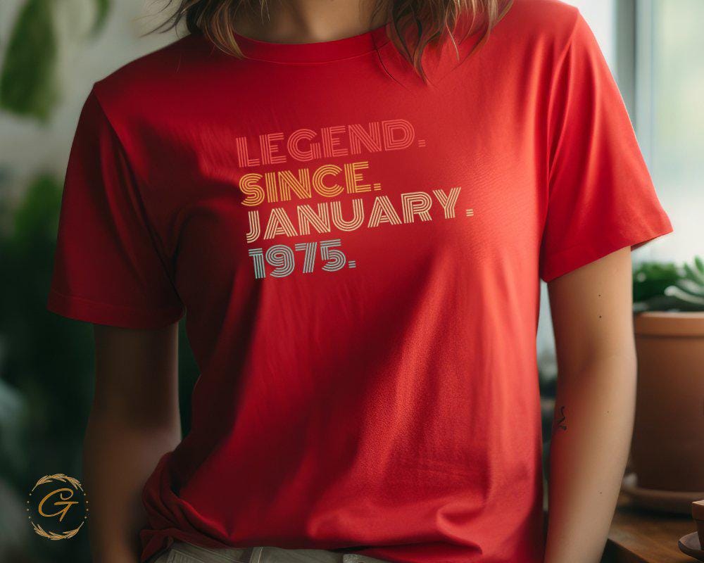 Legend Since January 1975 Retro Birthday Tee, Vintage Birthyear T-Shirt