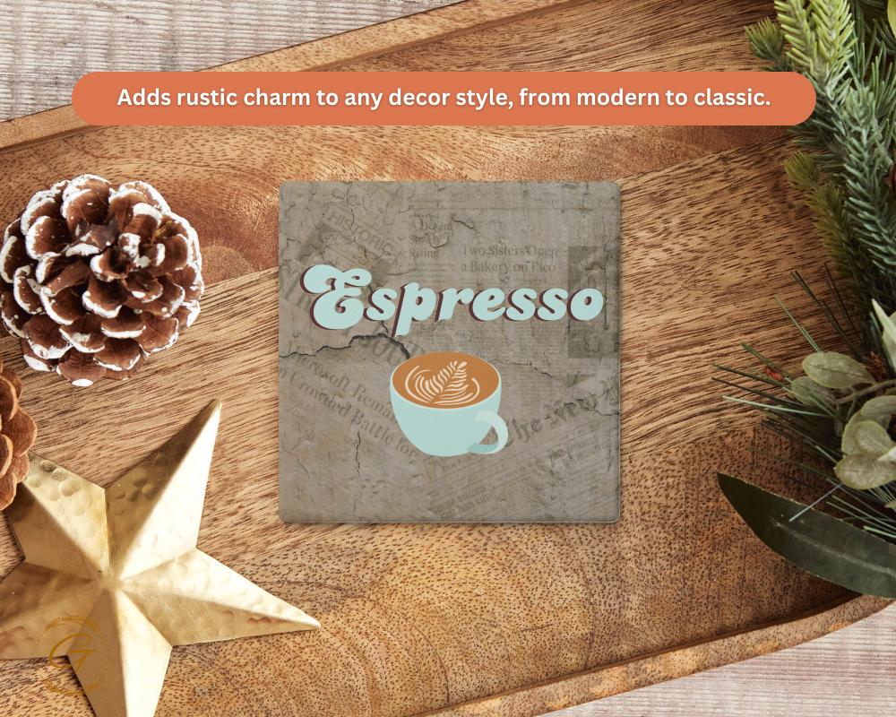 Soapstone Coaster Espresso Design with Cork Backing Square Stone Coasters