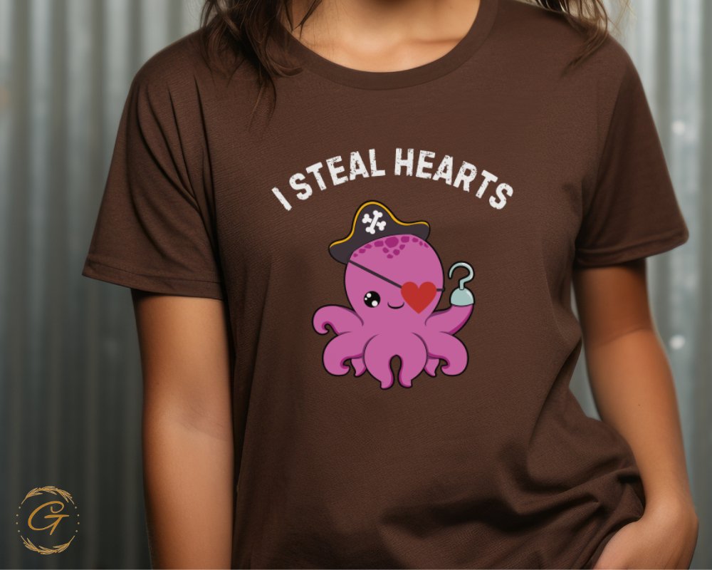 I Steal Hearts Pirate Octopus Graphic T-Shirt product type