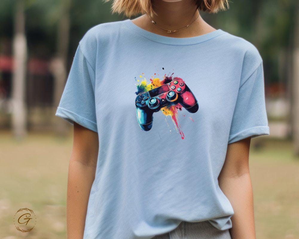 Gamer Graphic T-Shirt, Colorful Controller Tee