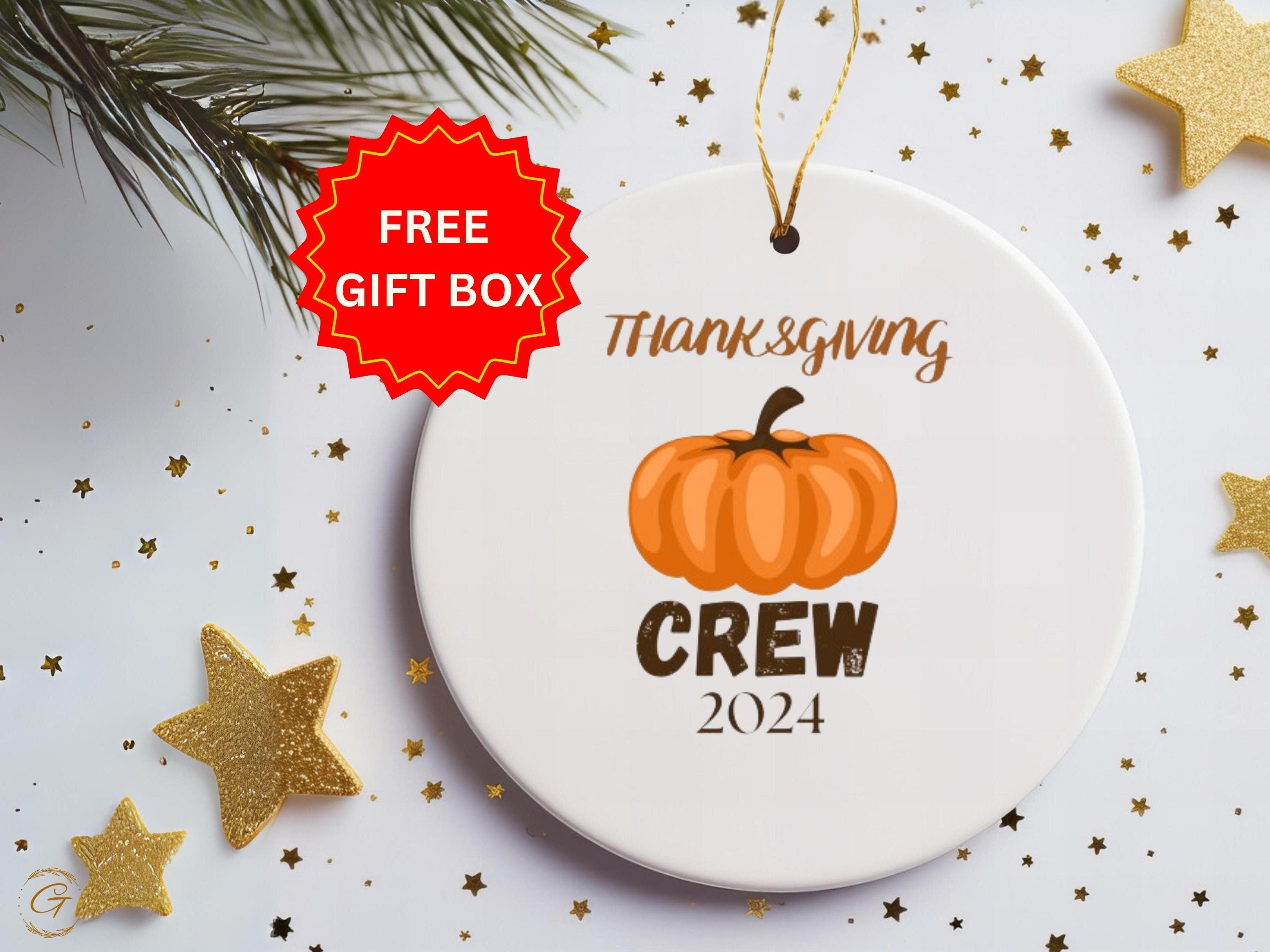 Thanksgiving Crew 2024 Ornaments, Fall Pumpkin Thanksgiving Decorations, Autumn Holiday Decors, Family Gathering Keepsake, Holiday Keepsakes