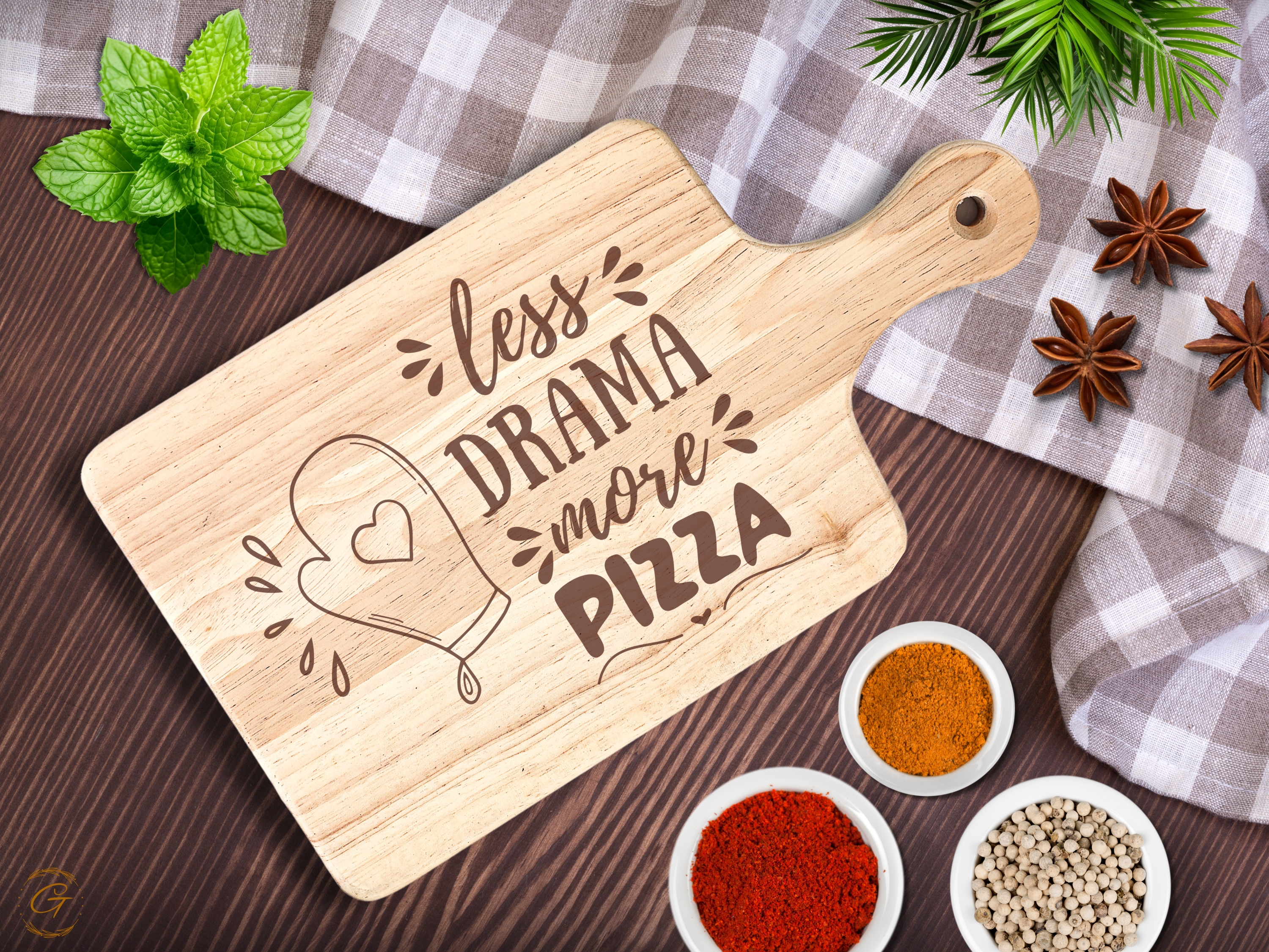 Less Drama More Pizza Cutting Board