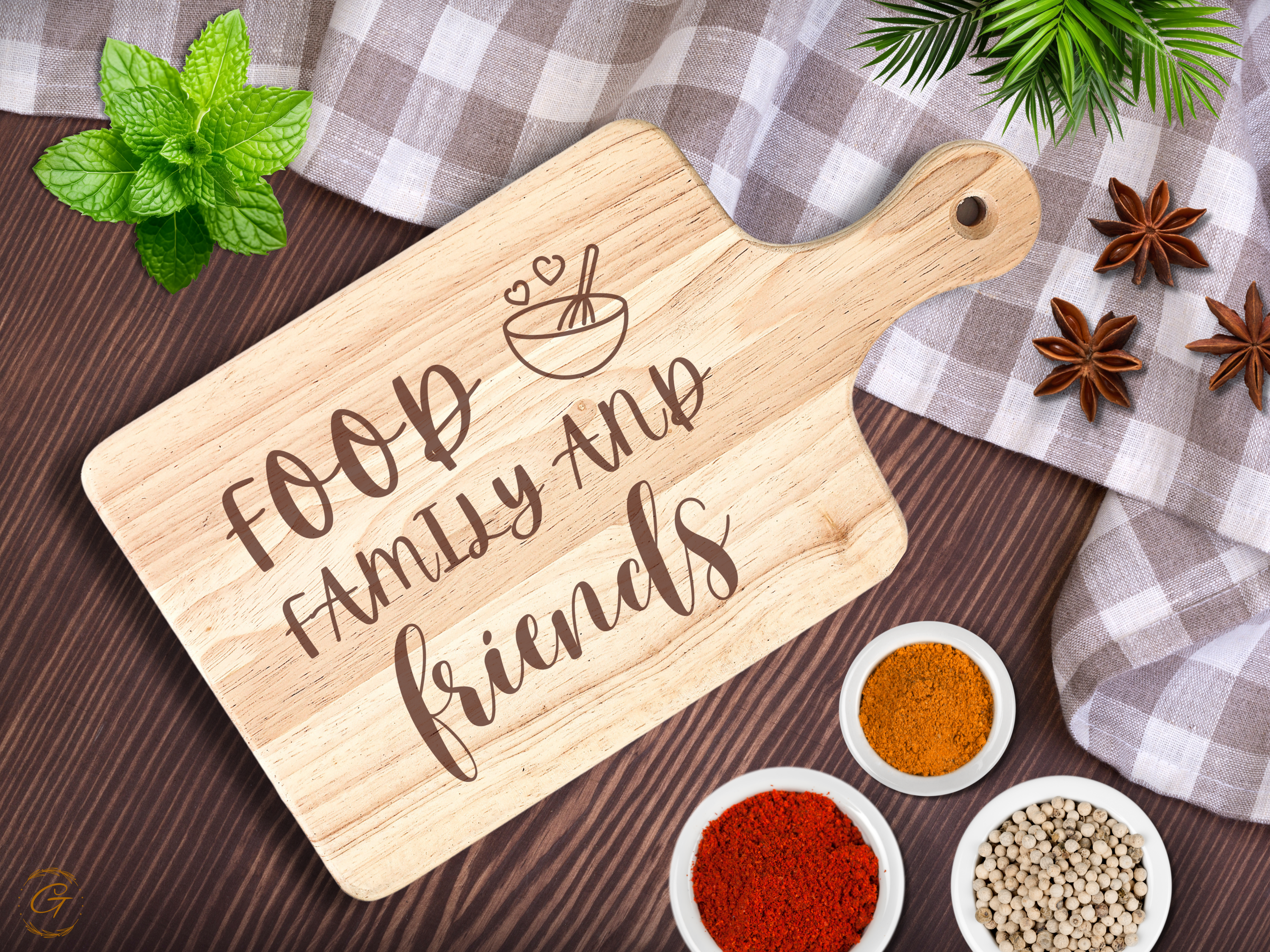 Personalized Food Family & Friends Hardwood Cutting Board