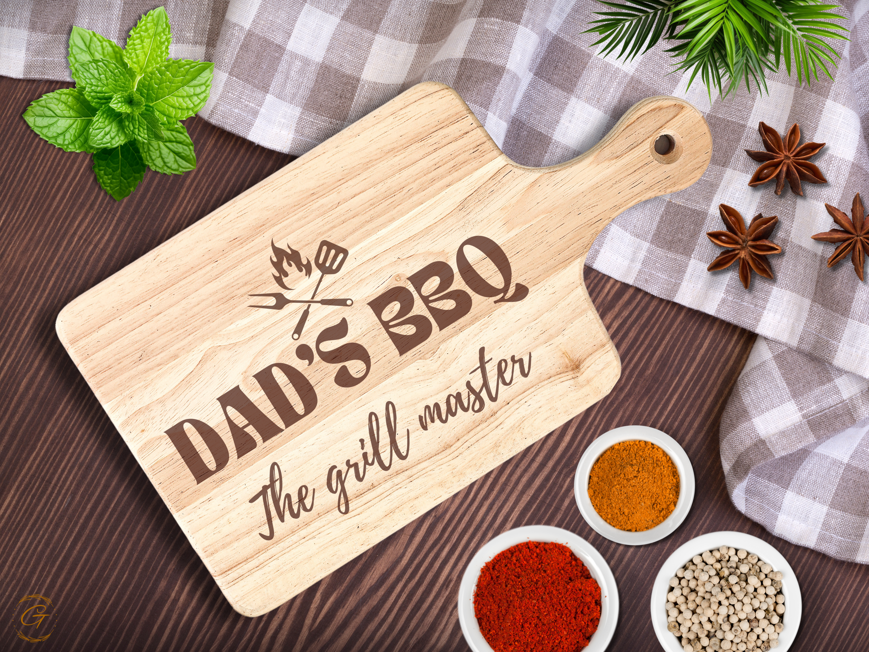 Dad's BBQ The Grill Master Hardwood Cutting Board