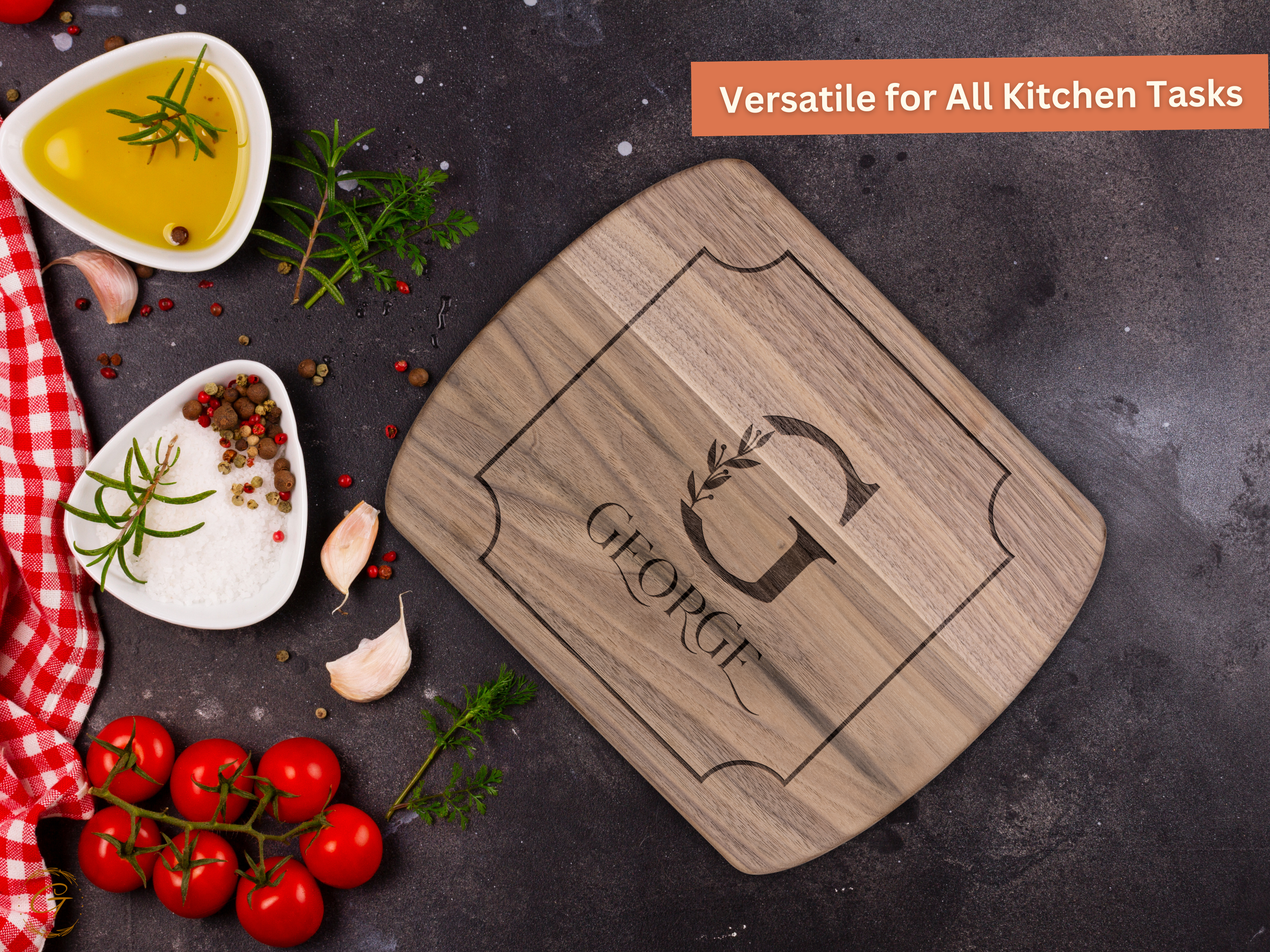 Personalized Hardwood Oval Cutting Board with Custom Name
