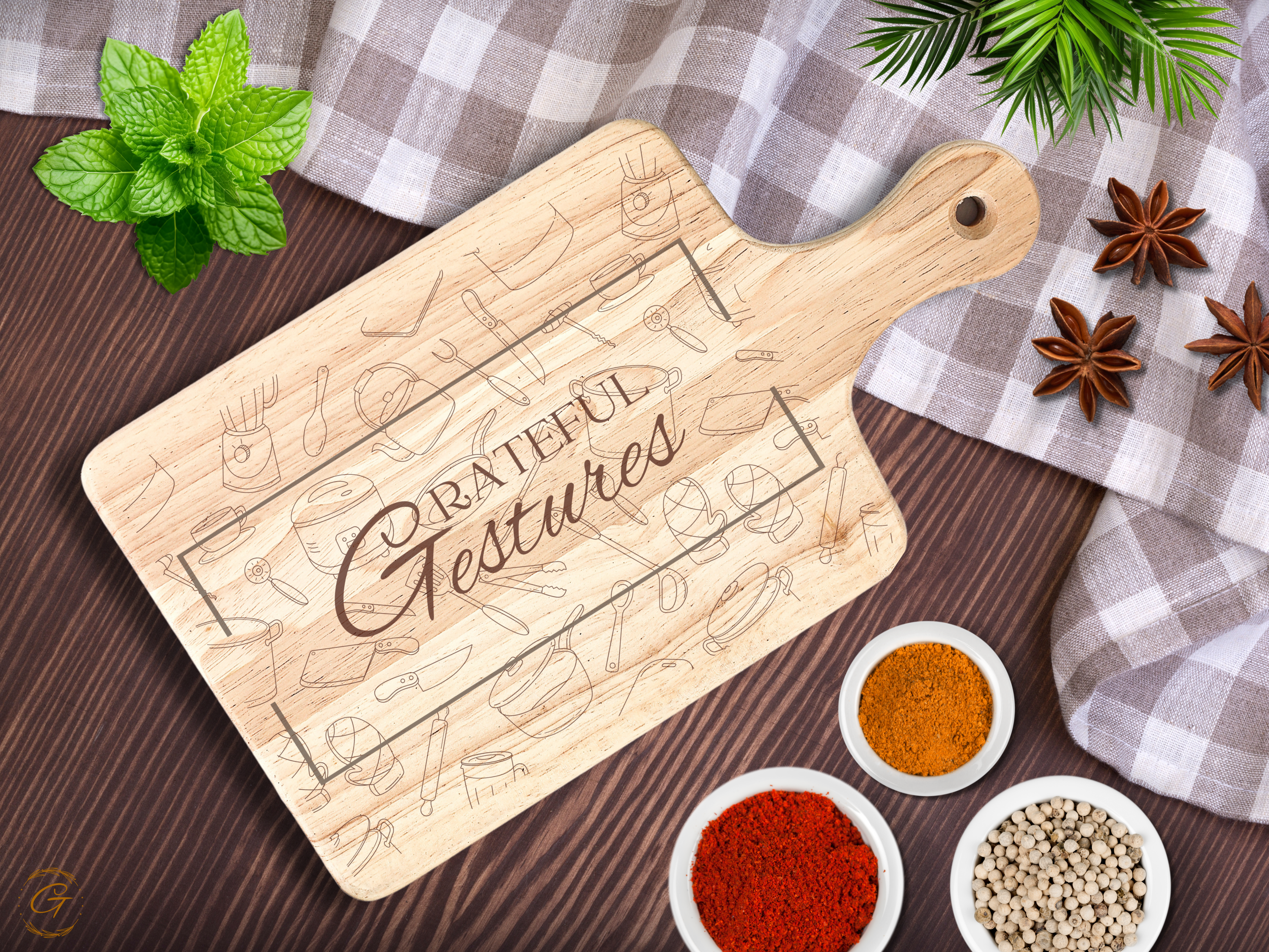 Grateful Gestures Hardwood Cutting Board