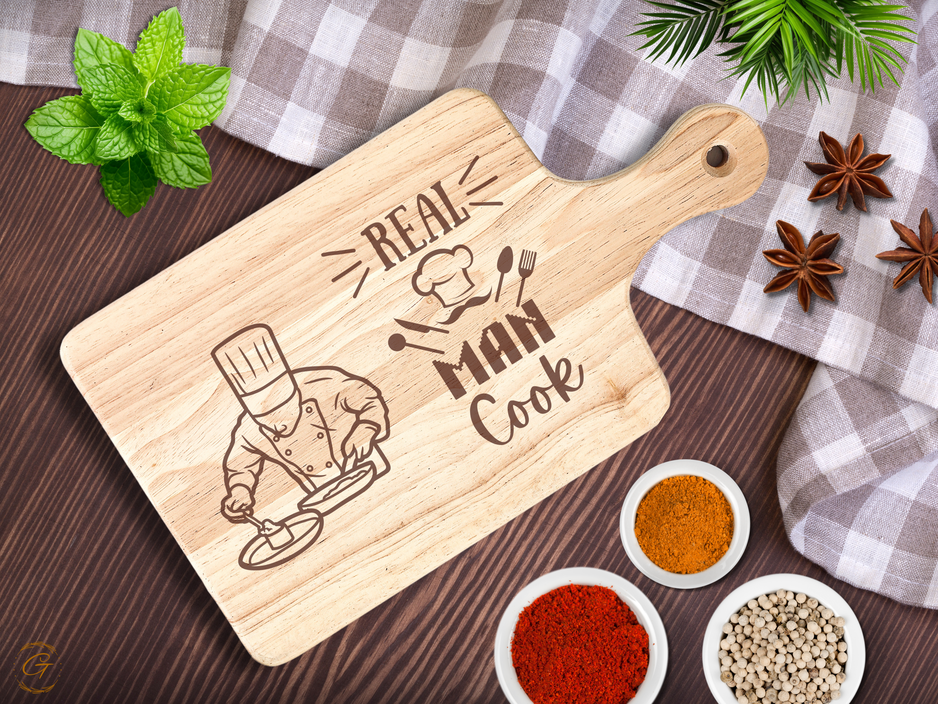 Real Men Cook Hardwood Cutting Board