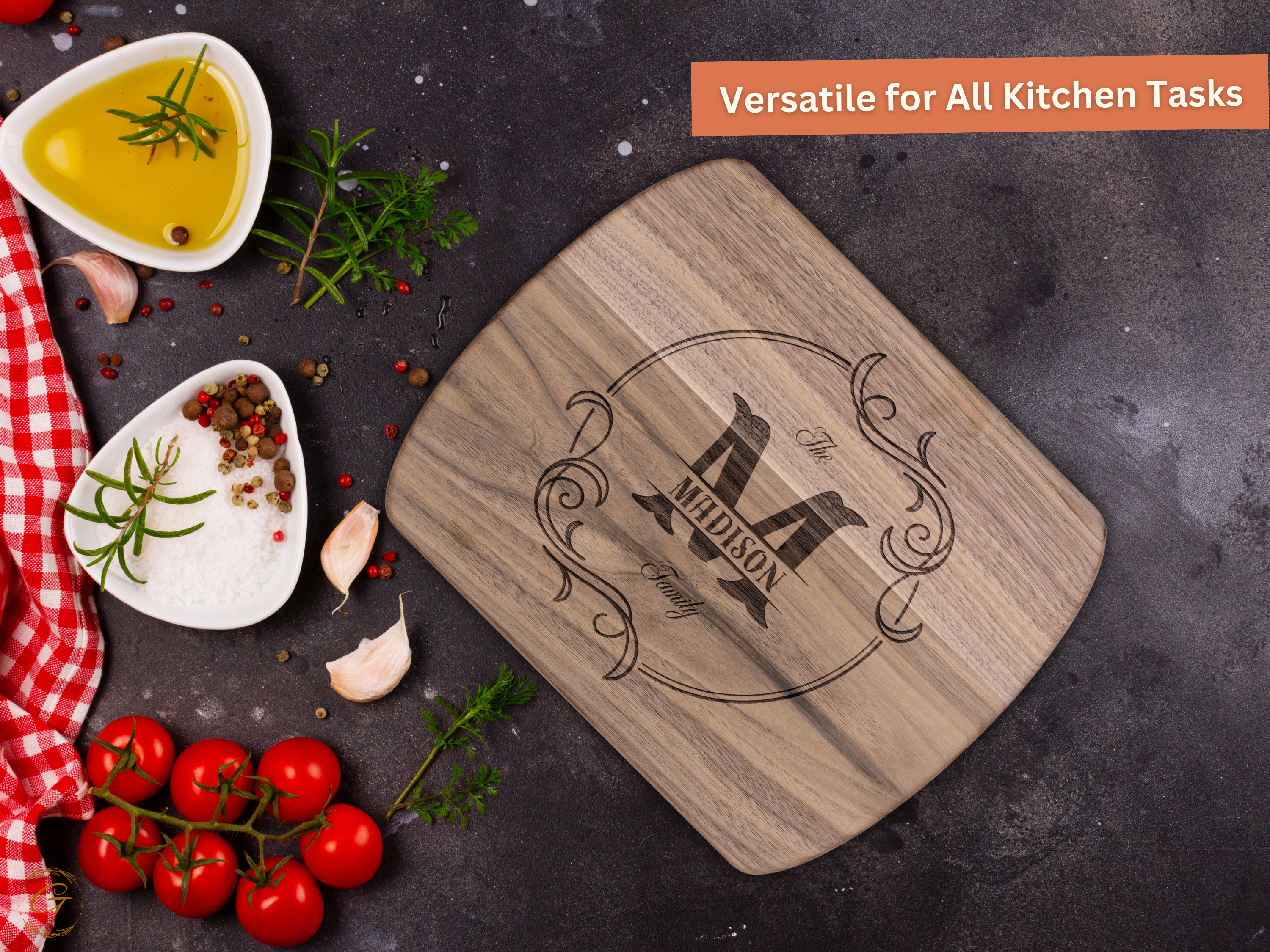 Personalize Family Name Hardwood Oval Cutting Board