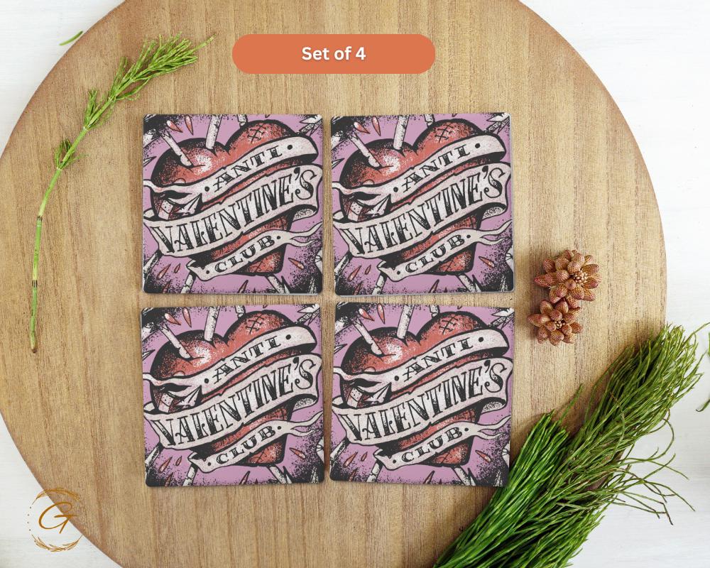 Anti Valentines Club Torned Heart Square Soapstone