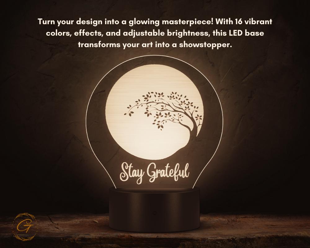 Stay Grateful Circle Acrylic LED Sign