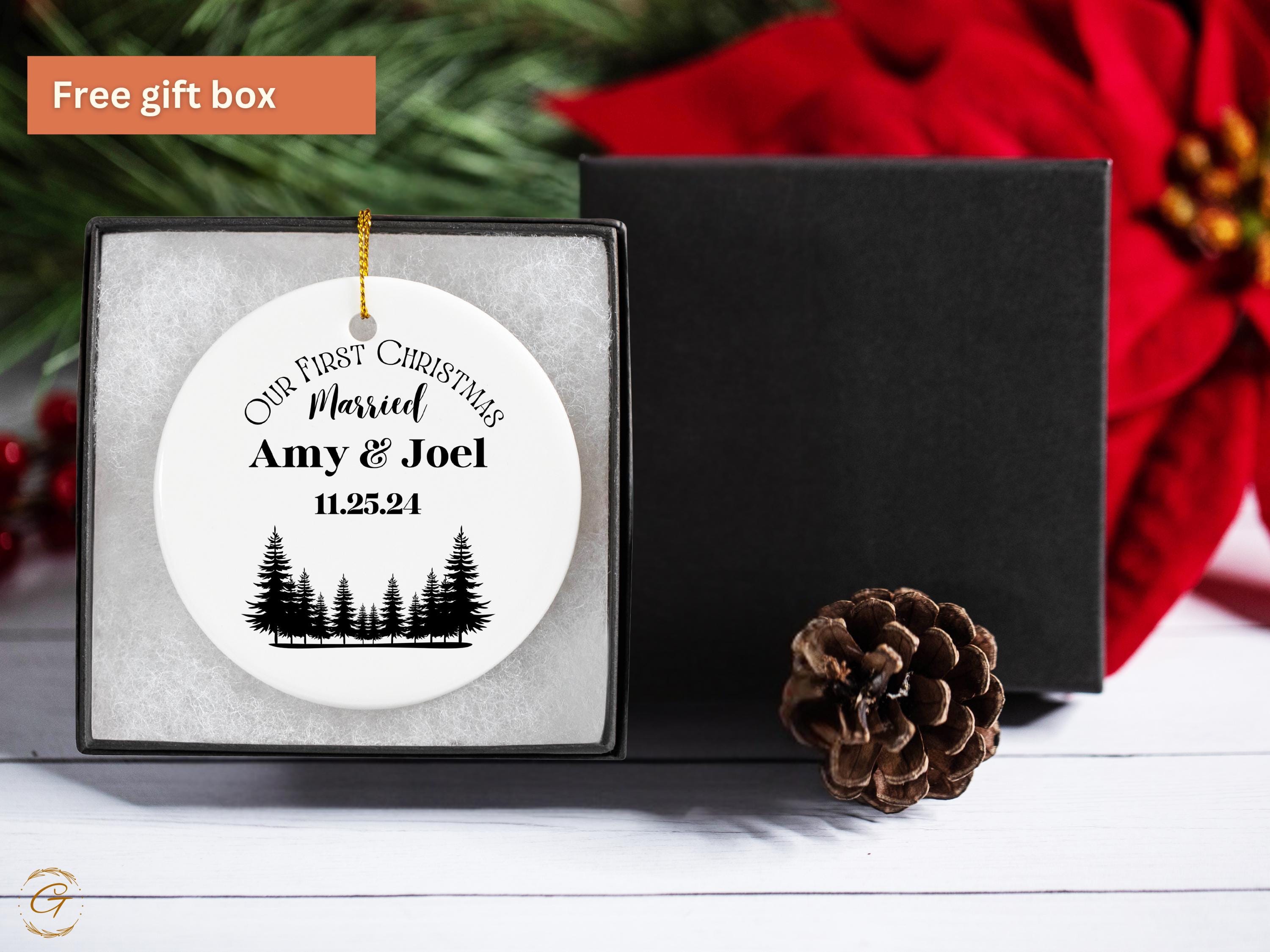 Personalized First Christmas Ornament, Married Personalized Ornament, Custom Tree Design Ornament Keepsake Newlywed Gift, Ideal Married Gift