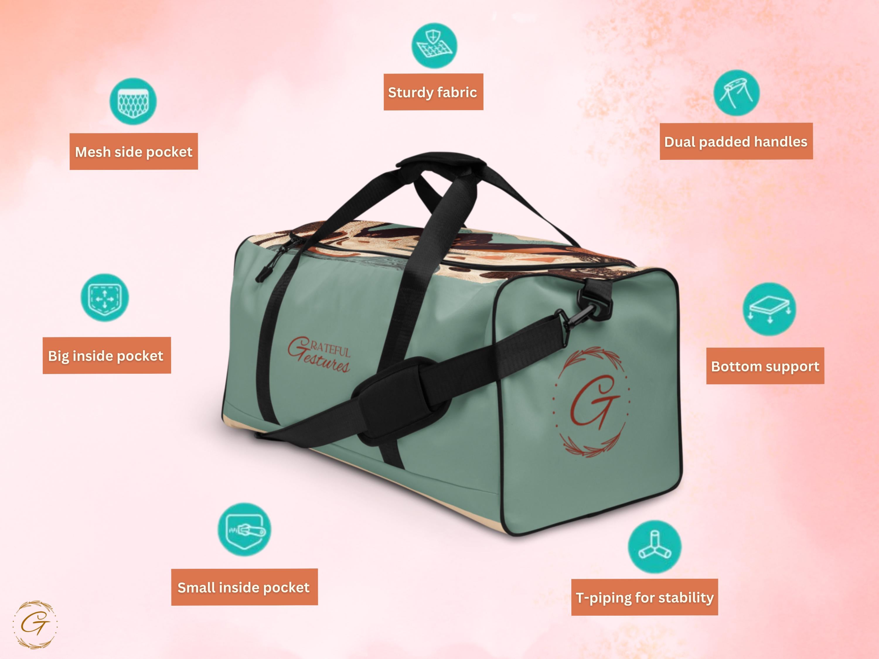 Abstract Mountain AOP Duffel Bag - Stylish Floral Gym Bags, Travel, Sports, or Weekend Bags - Durable, Lightweight, Spacious, Trendy Designs
