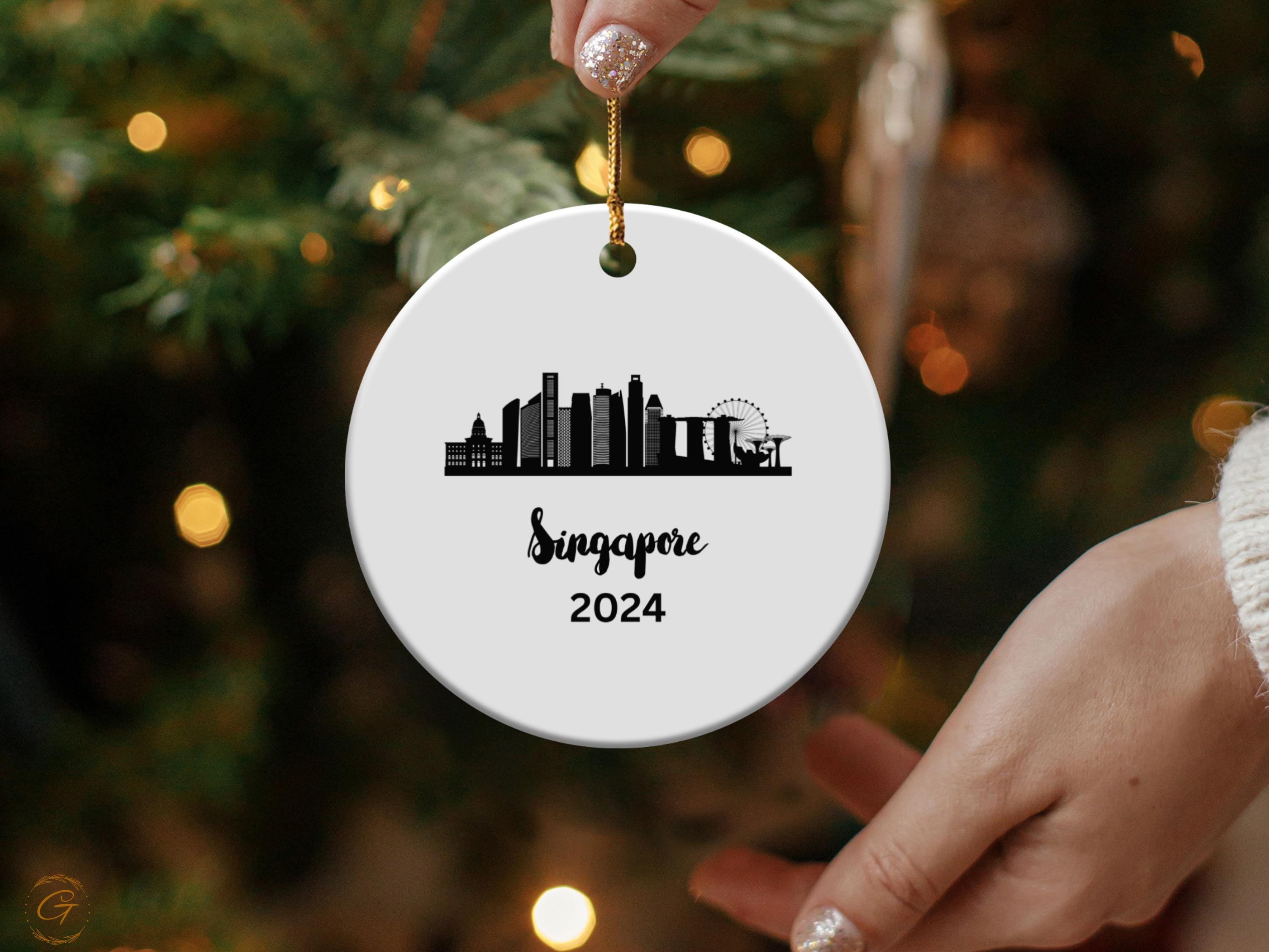 Singapore Skyline Ornament 2024, Cityscape Souvenirs, Travel Keepsakes, Unique Singapore Gift, Holiday Decorations, Ideal Gift for Travelers