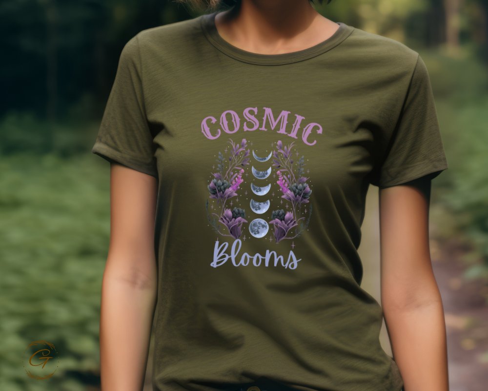 Cosmic Blooms Graphic Tee Green T-Shirt Product