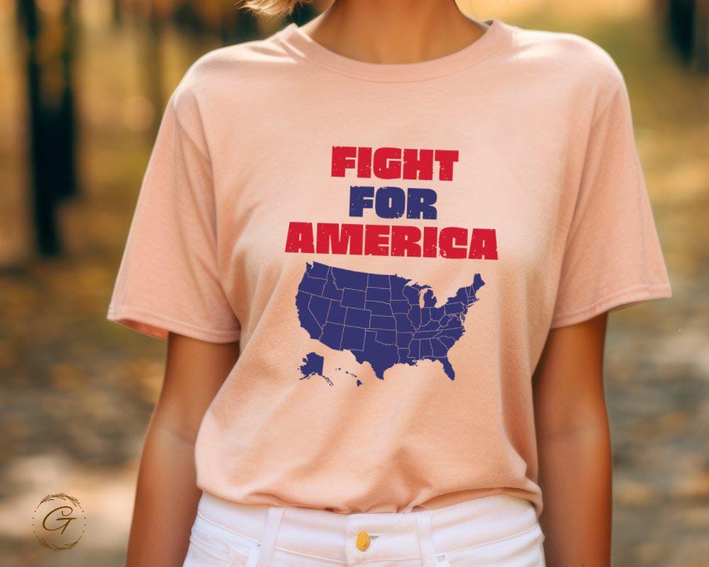 Fight for America T-Shirt, Patriotic USA Map Tee
