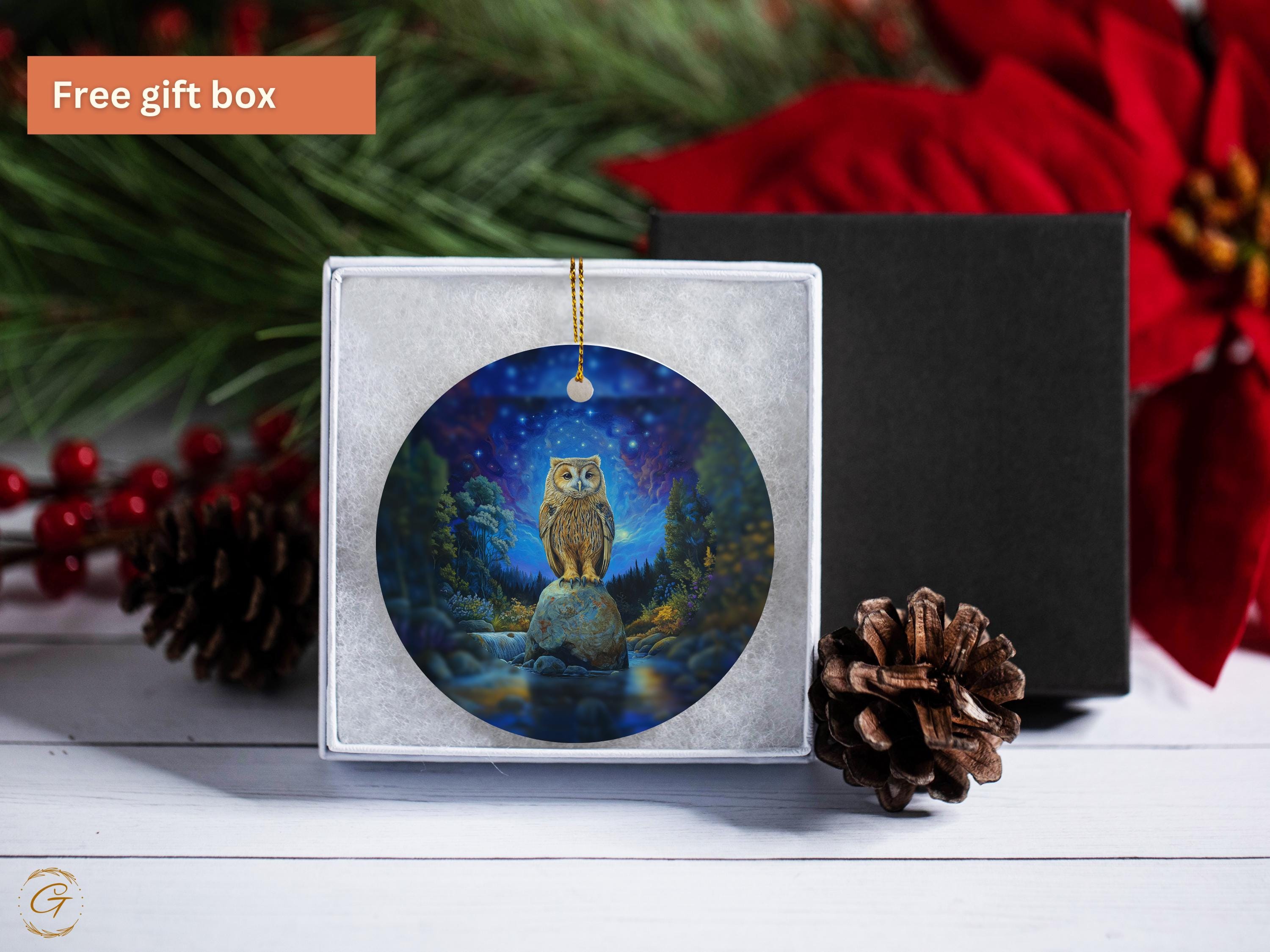 Owl Ornament, Night Sky Art Halloween Decor, Unique Owl Decor, Handcrafted Owl Figurine Forest Decor, Woodland Animal Art, Nature Home Decor