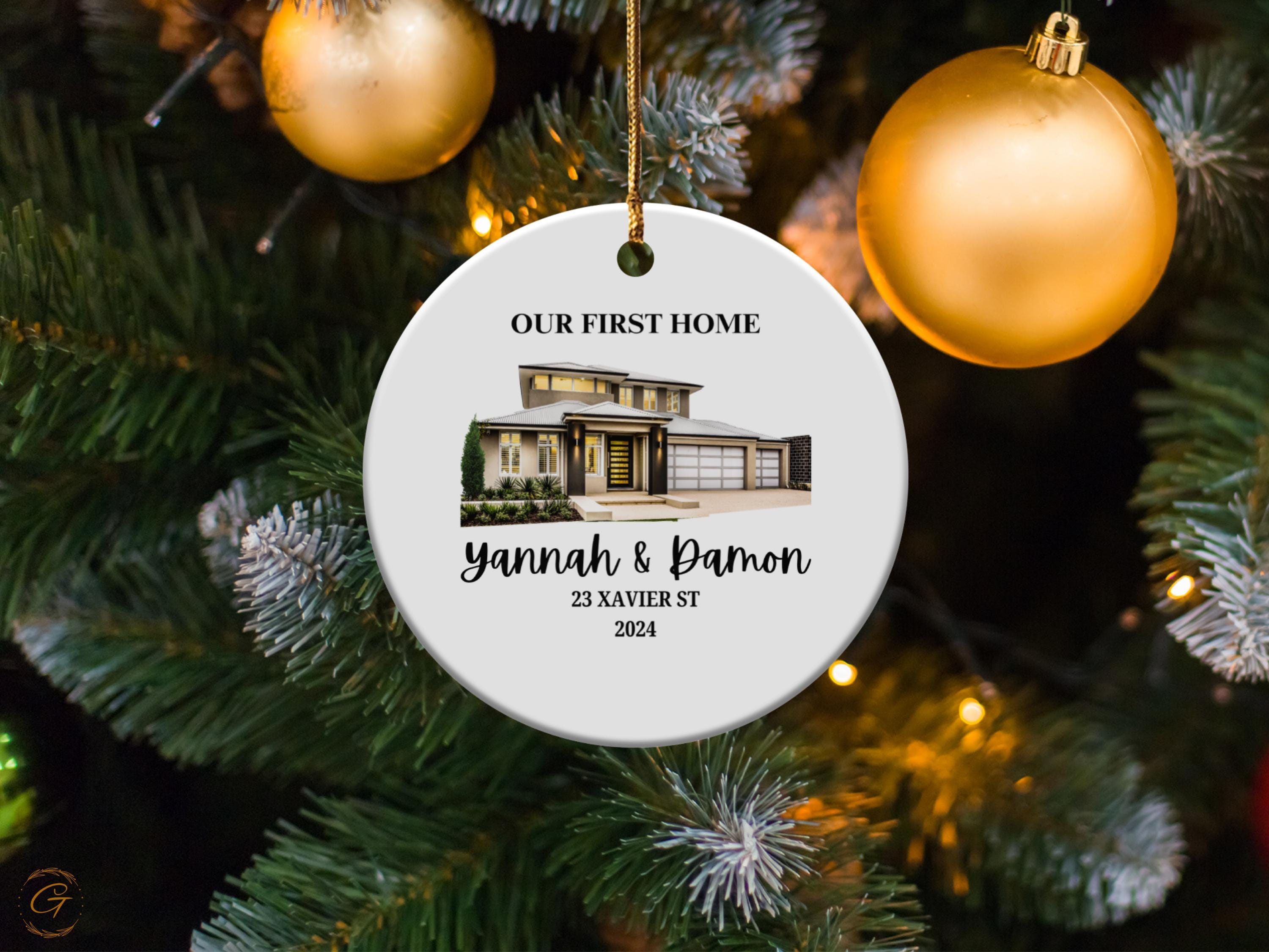 Personalized First Home Ornament, Custom Housewarming Gifts, New Homeowner Keepsake, House Photo Ornament, Home Sweet Home Gift for Neighbor
