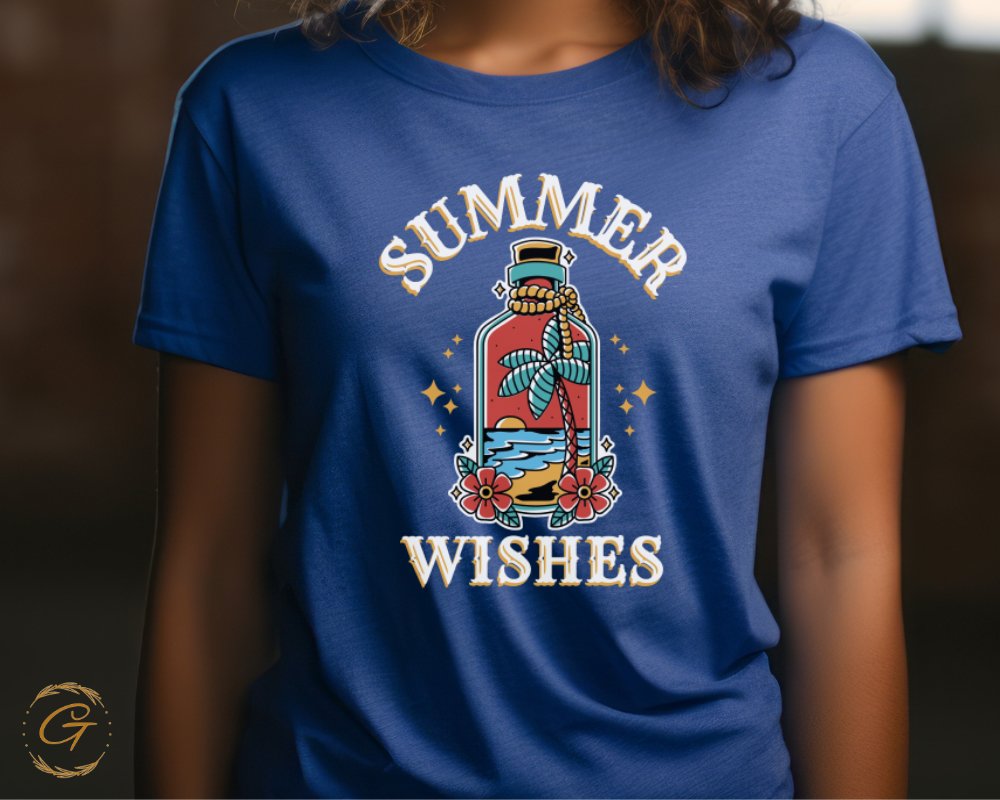 Summer Wishes Blue Graphic Tee Shirt product type
