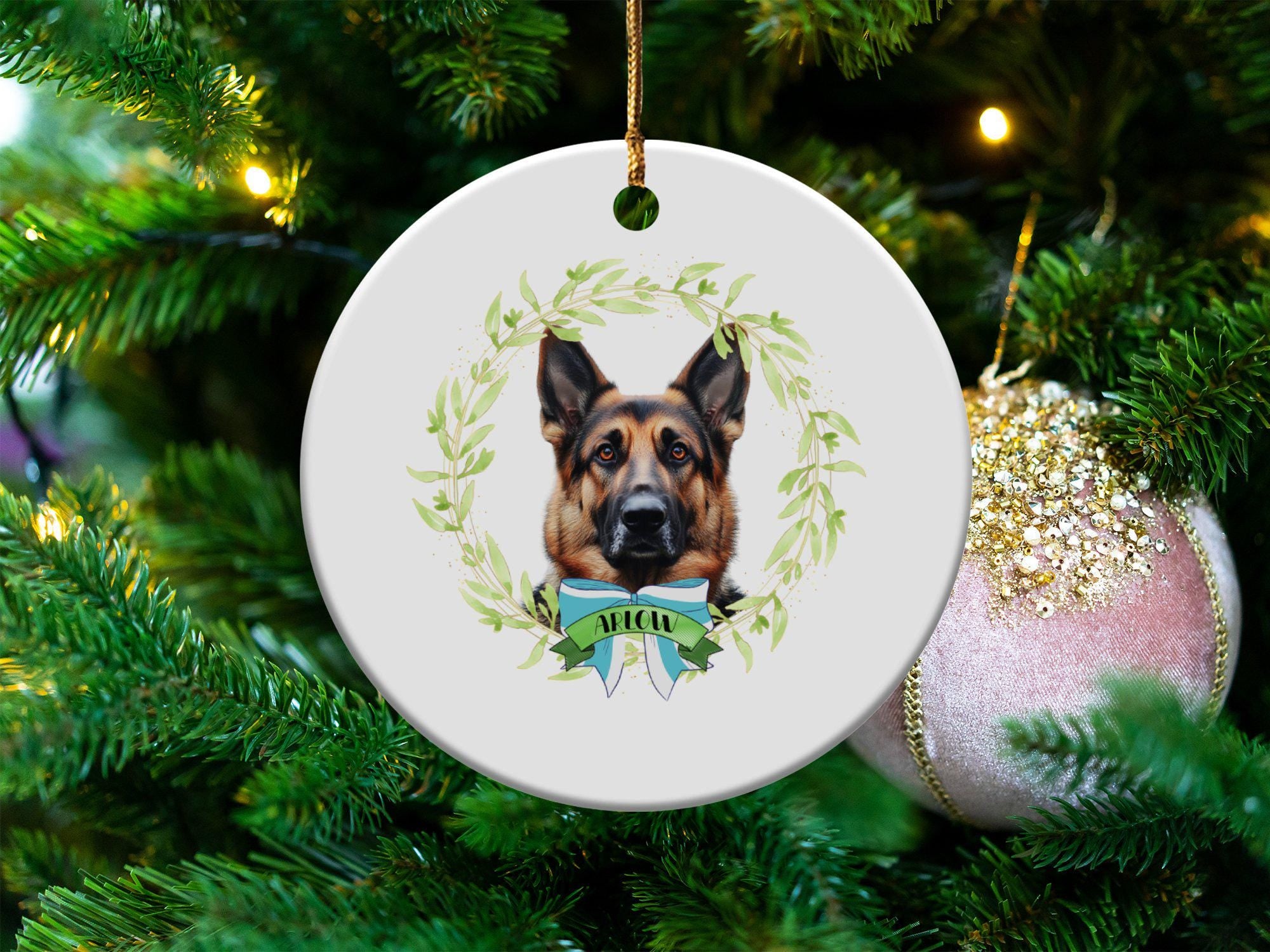 German Shepherd Dog Ornament, Personalized Pet Keepsake