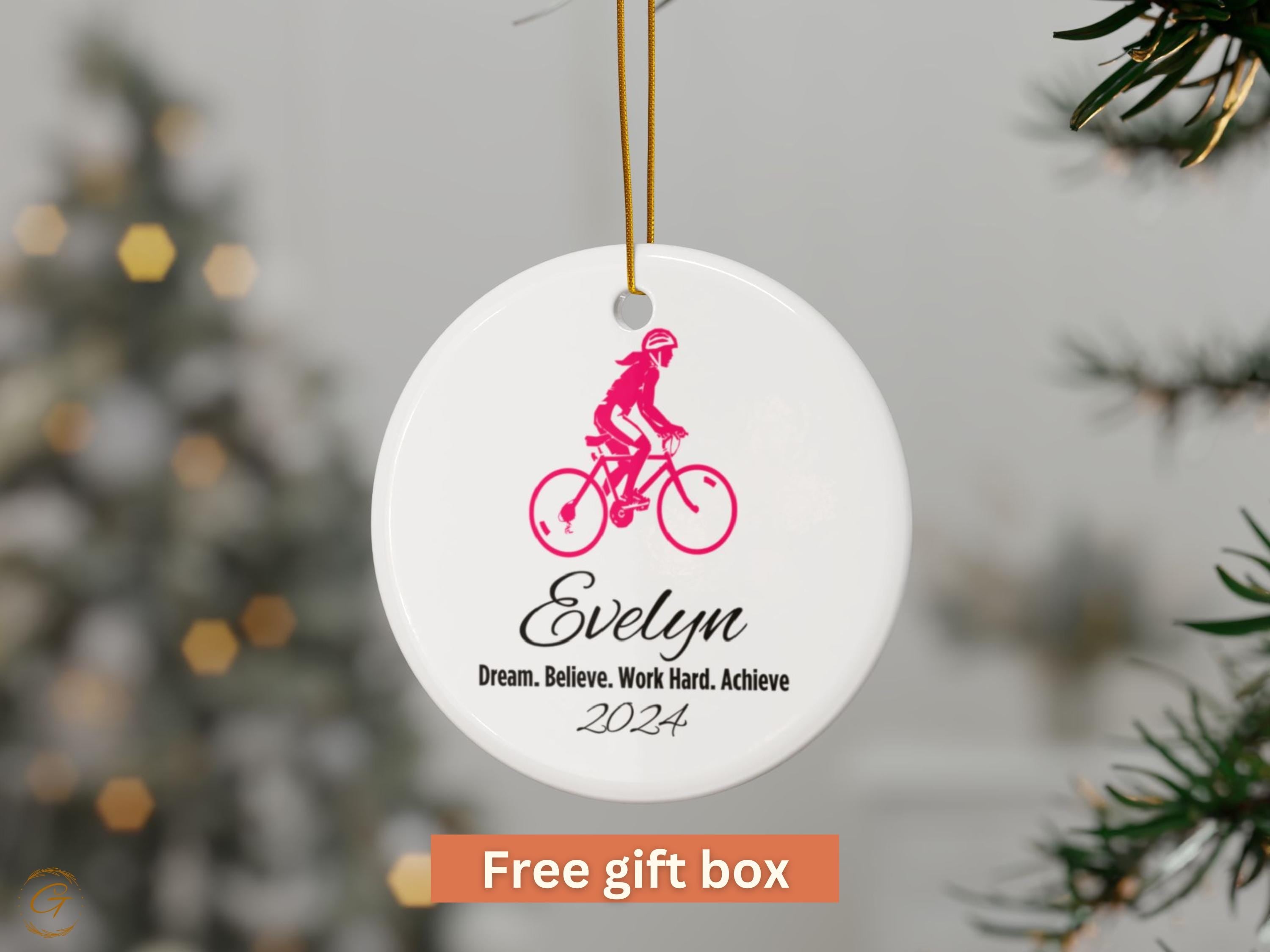 Personalized Cyclist Ornaments, Custom Name 2024 Ornament