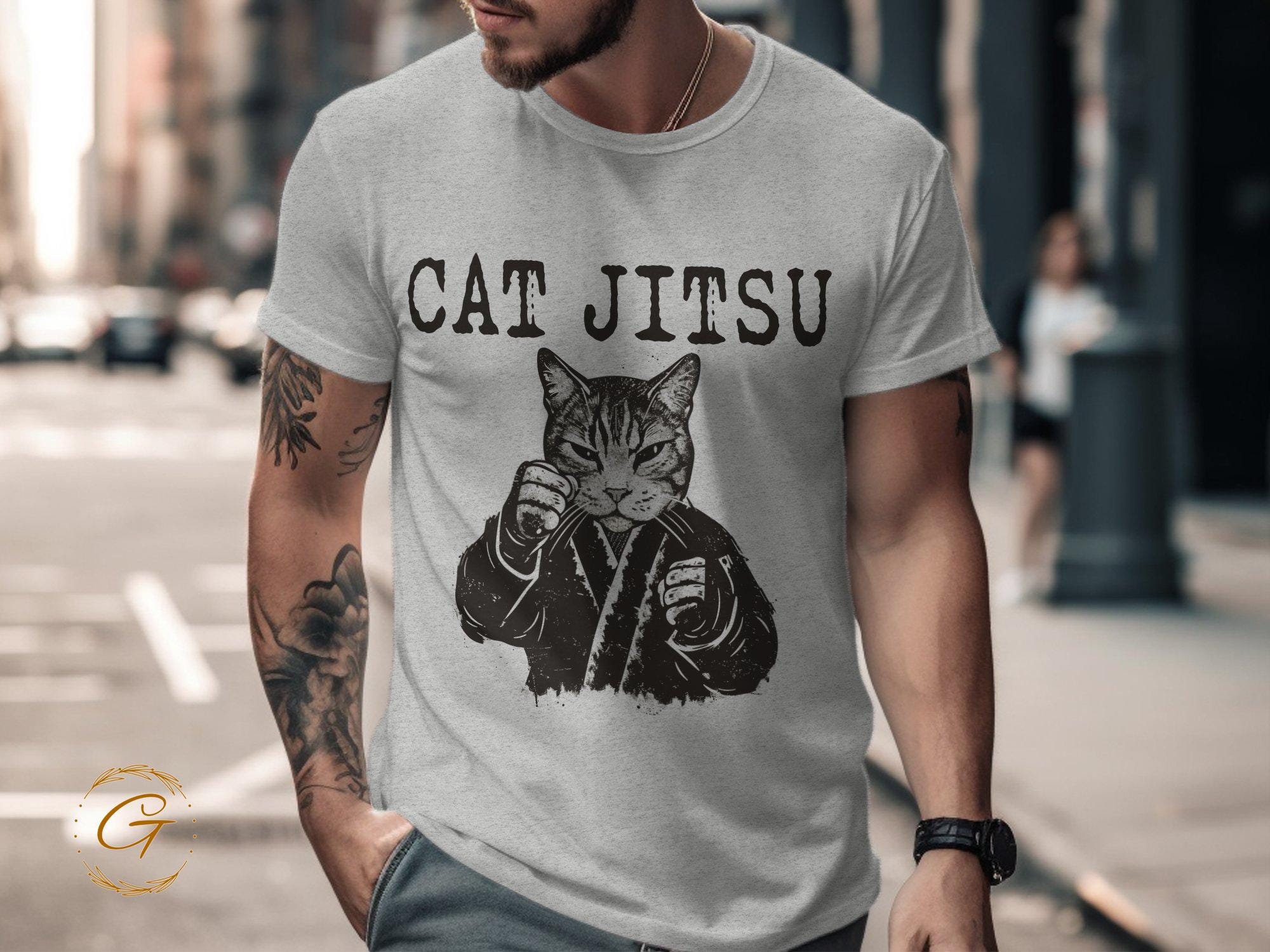 Cat Jitsu Design T-Shirt, Karate Cat Tee