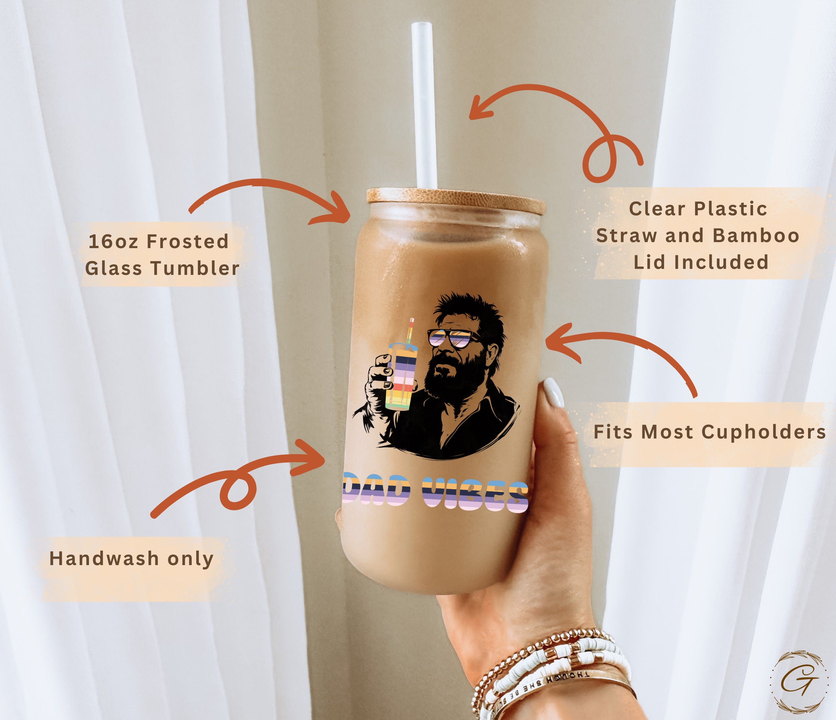 Dad Vibes Frosted Glass Cup, Perfect Father's Day Gift Father Drinkware Birthday Gift For Him New Dad Tumbler Father's day mug