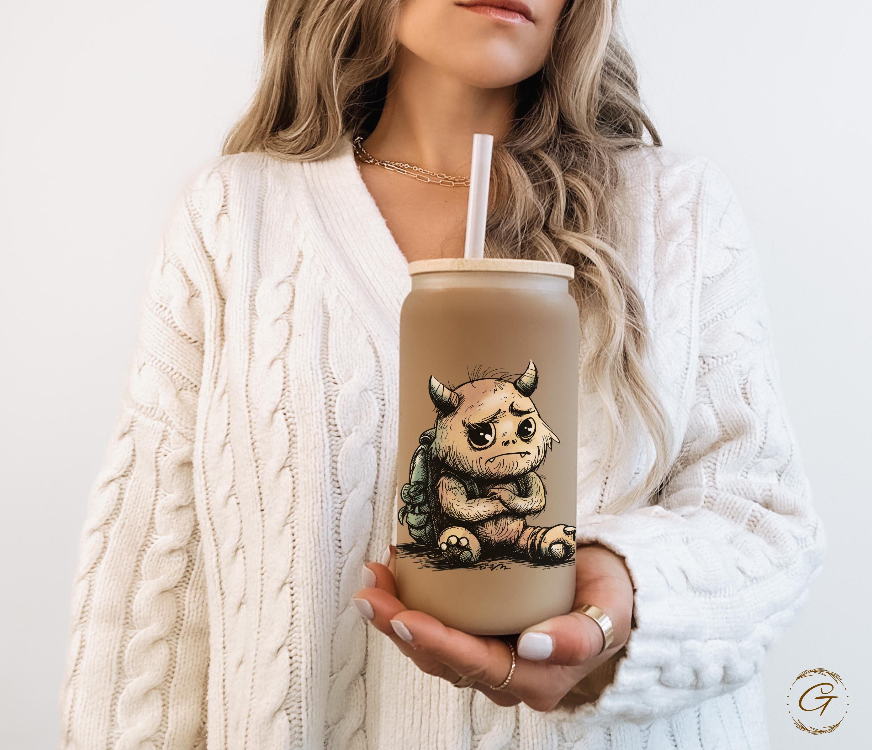 Cute Monster Design "Where Did Summer Go?" Frosted Glass Cup