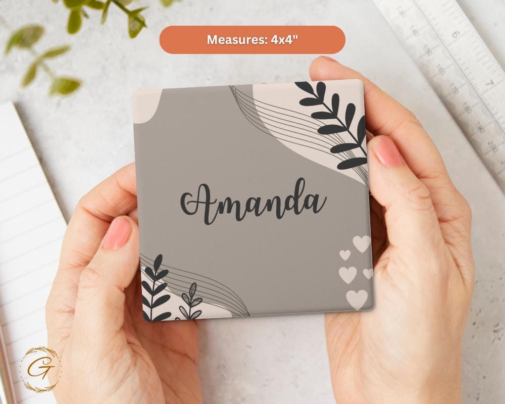 Personalized Soapstone Coaster with Custom Name Design