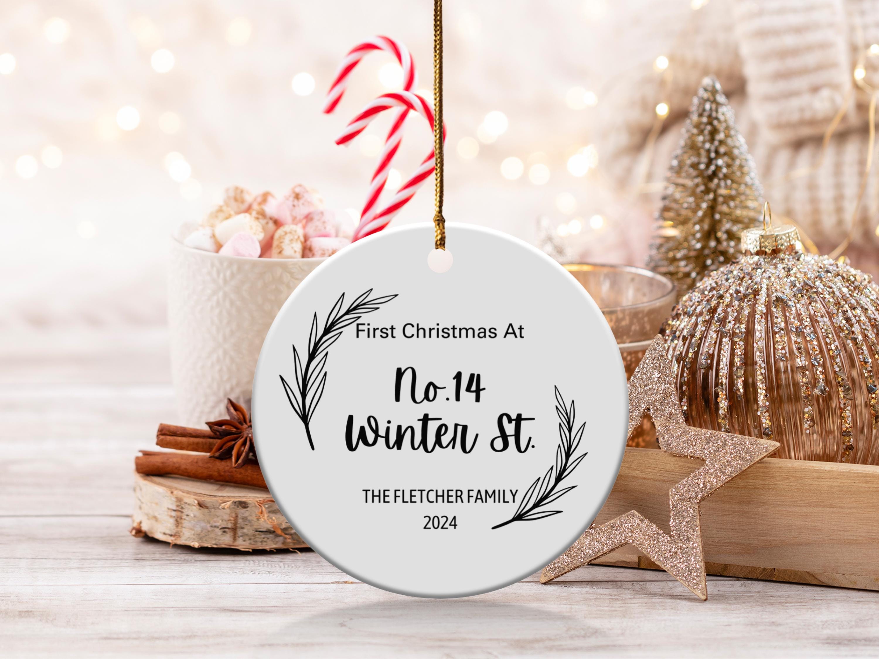 Personalized First Christmas Ornaments, Custom Address Family Name Holiday Keepsake Gifts, Personalized Winter Street Decoration Ideal Gifts