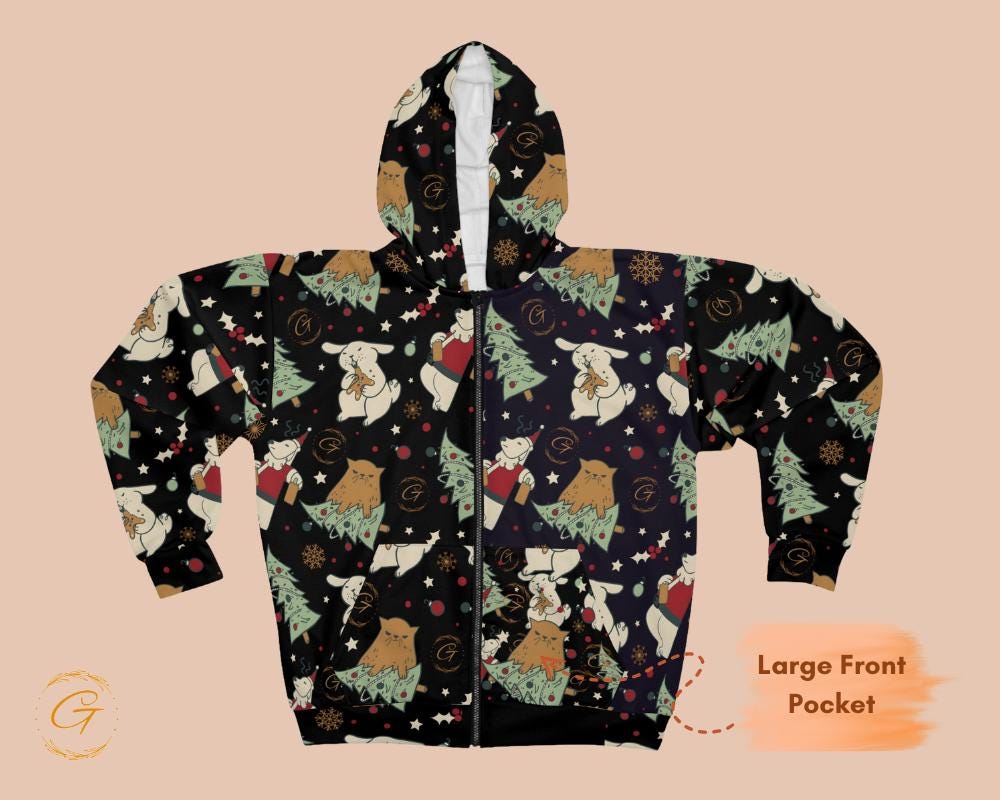 Anti Christmas Unisex Zip Hoodie All-Over Print