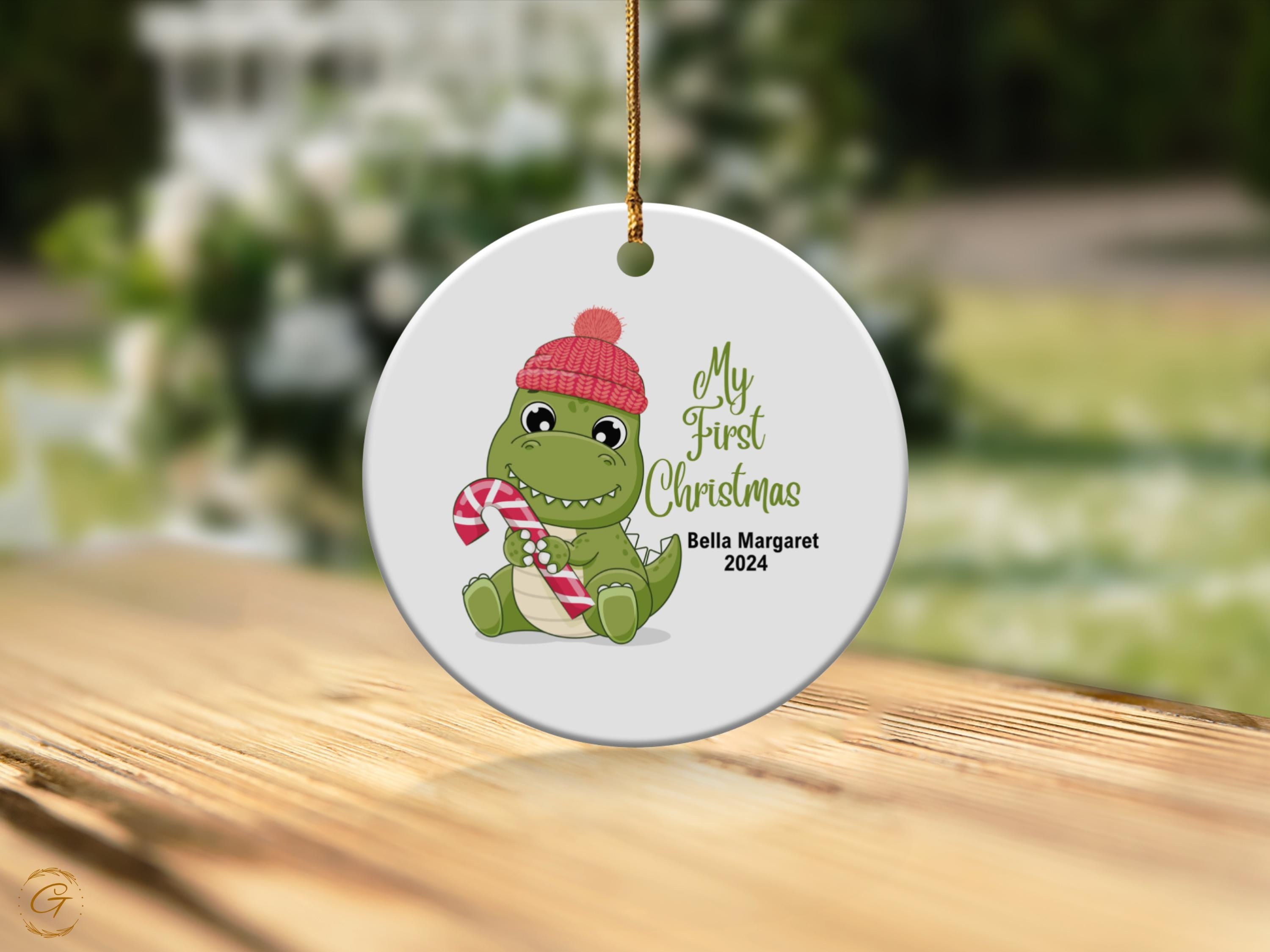 My First Christmas Ornament, Dinosaur Baby's First Christmas Gift, Cute Holiday Decoration Personalized Keepsake , Unique Gift for Stockings