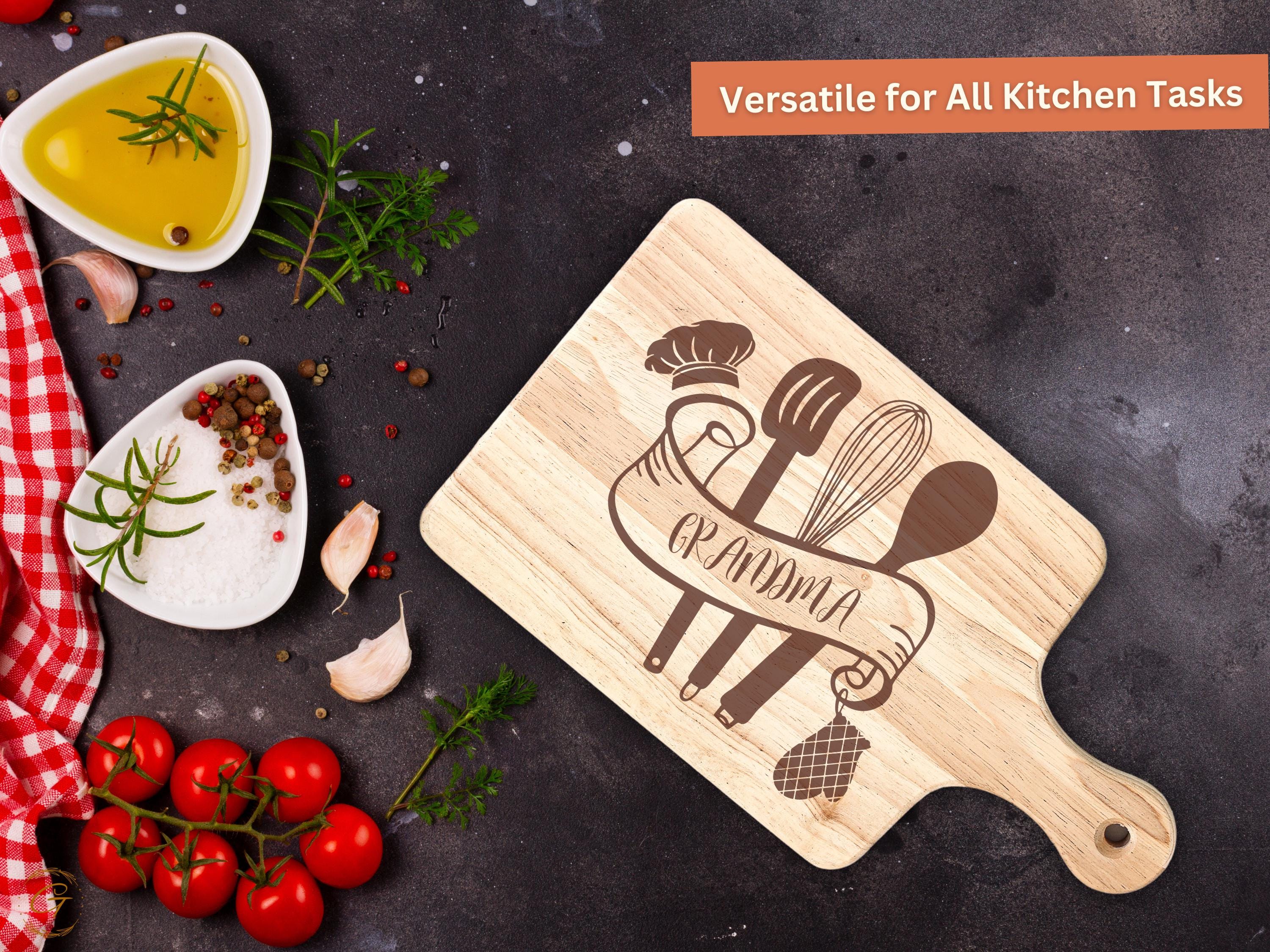 Grandma's Kitchen Cutting Board | Engraved Kitchen Utensils | Personalized Rustic Wood Board | Best Gift for Grandma’s Kitchen | Ideal Gifts