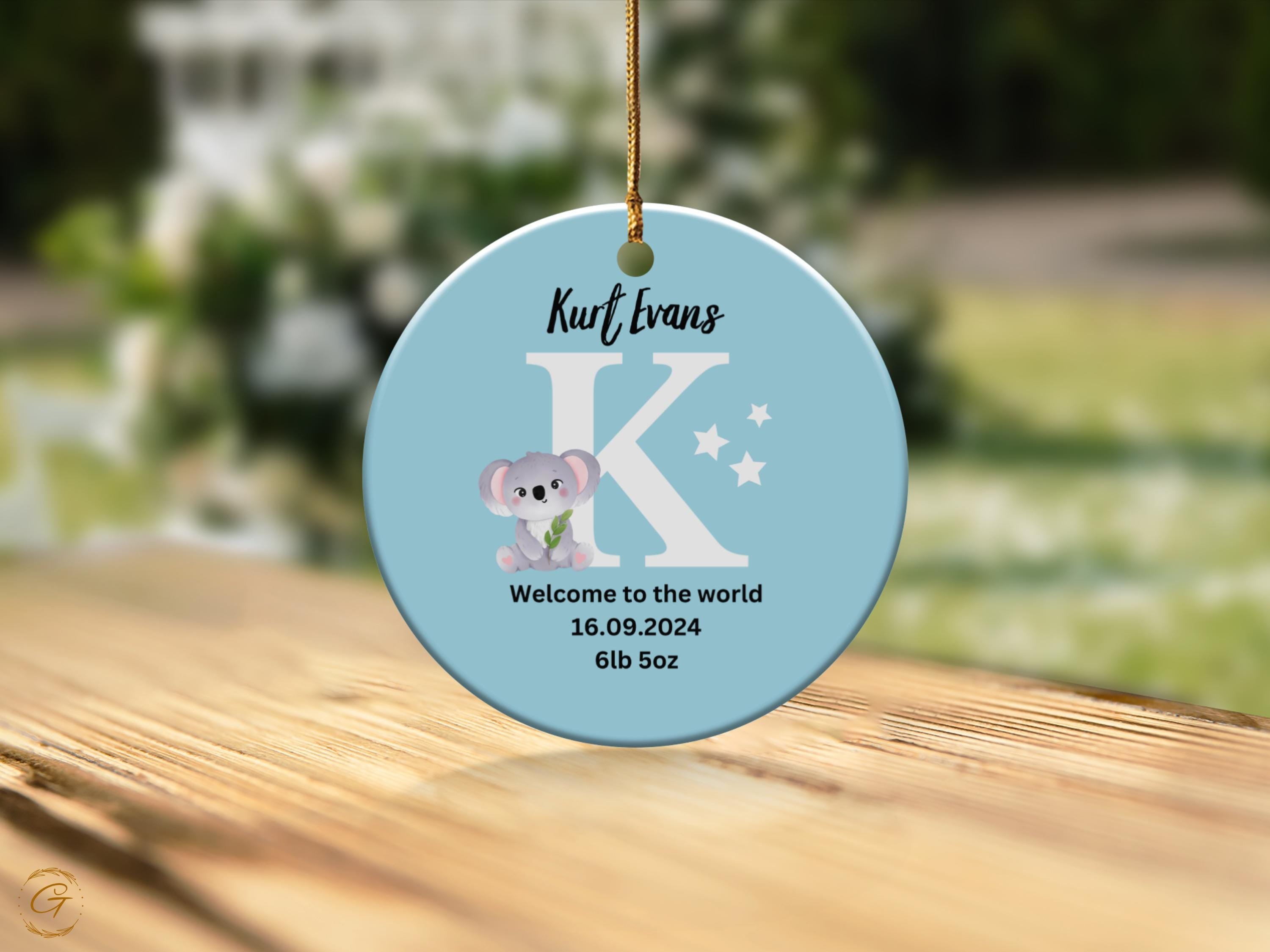 Personalized Baby Koala Ornament, Nursery Decor