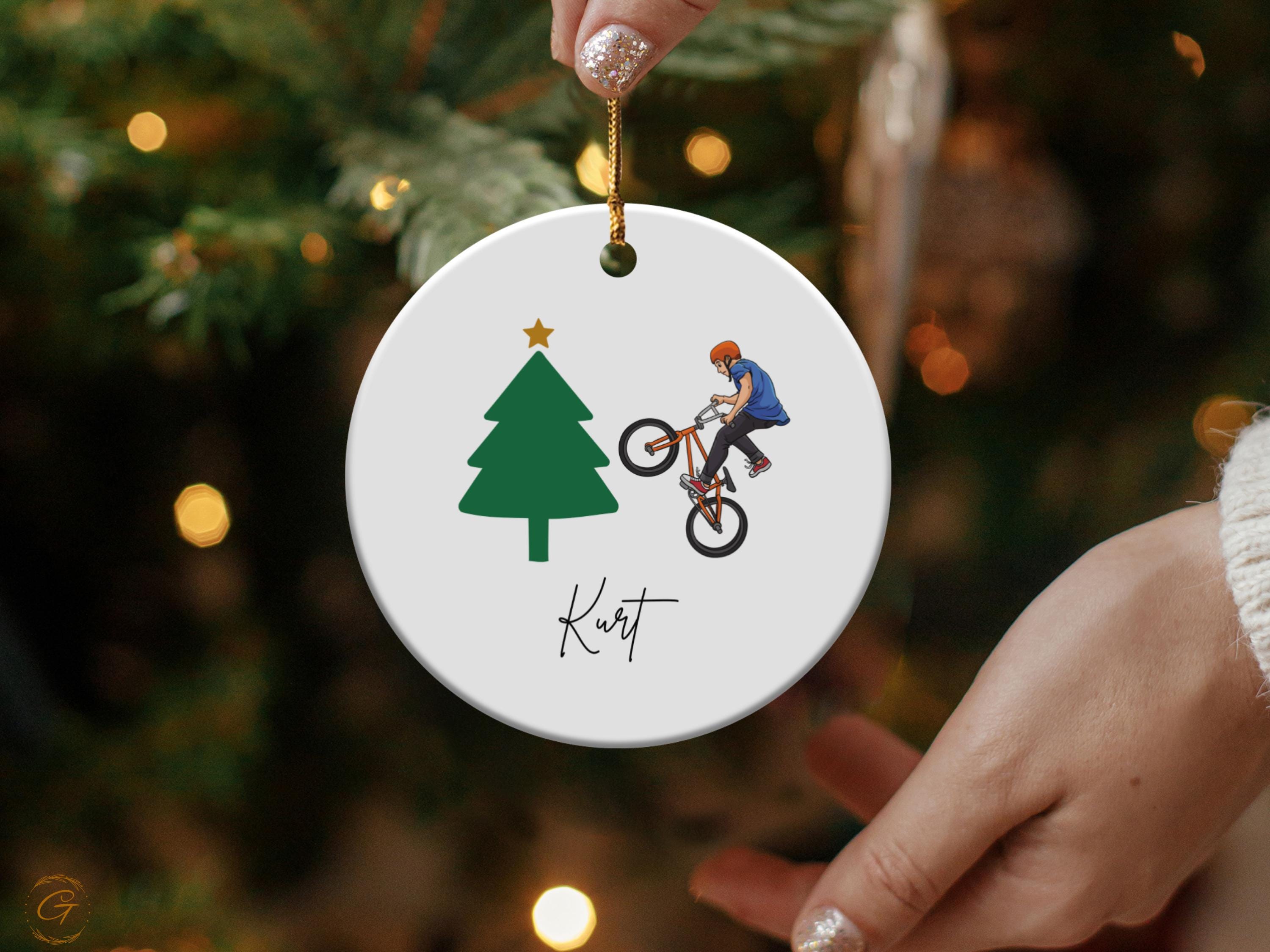 Personalized Christmas Ornament with Biker Rider Design, Unique Holiday Tree Decoration, Perfect Gift for Cycling Enthusiast, Christmas Gift