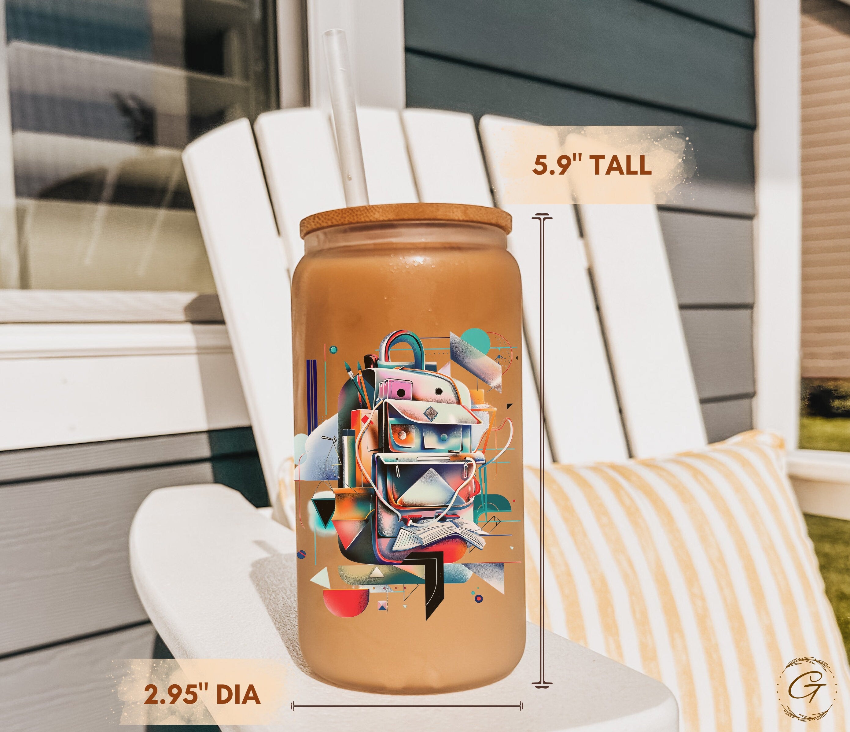 Back to School Design Frosted Glass Cup