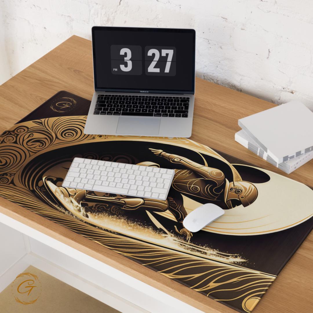 Space Surfer Design Gaming Mouse Pad, Large Desk Mat Artistic Design Office Desk Accessory Waterproof and Non-Slip Unique Computer Mouse Pad